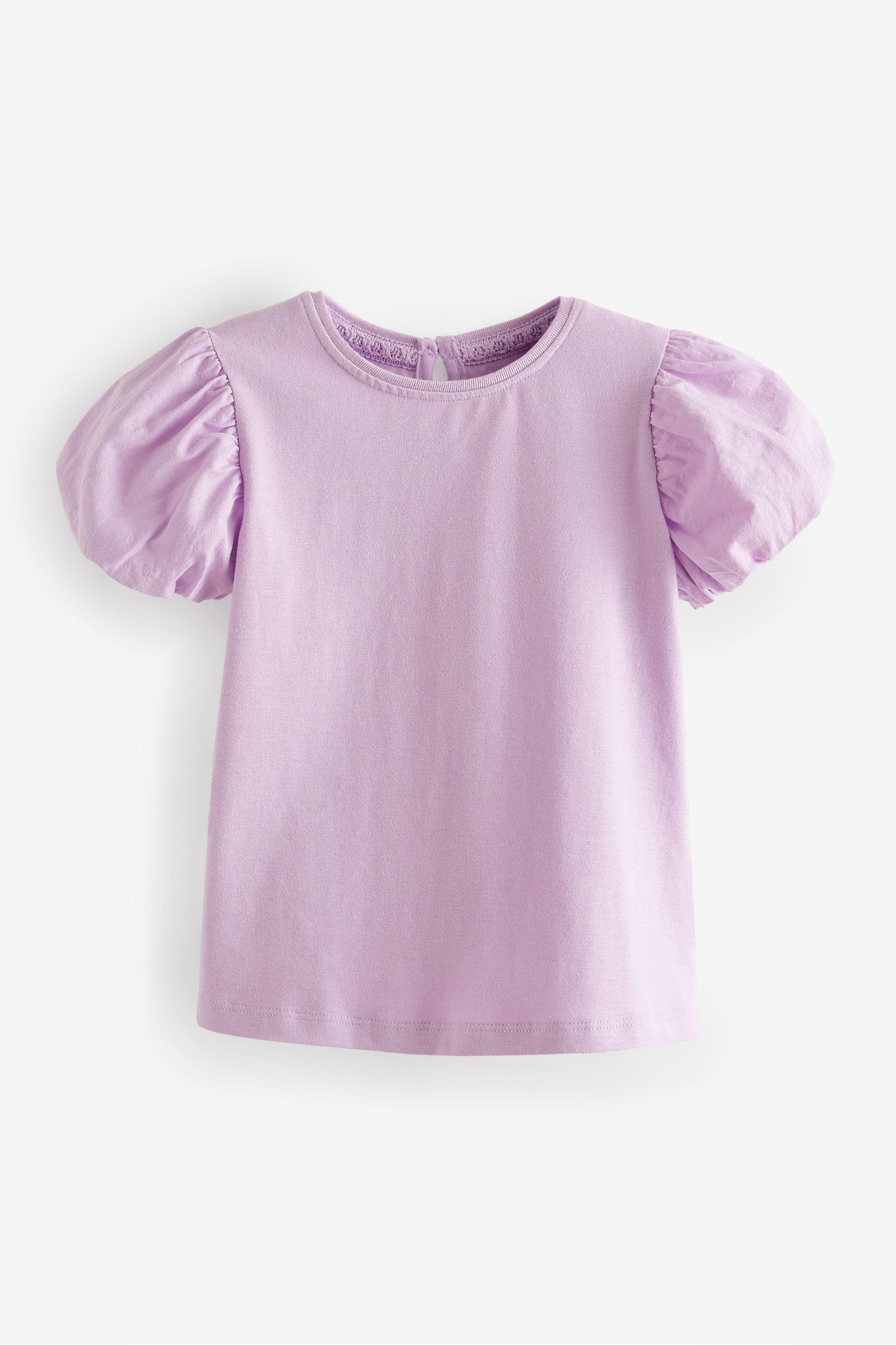 Lilac Purple Puff Short Sleeve 100% Cotton T-Shirt (3mths-7yrs)