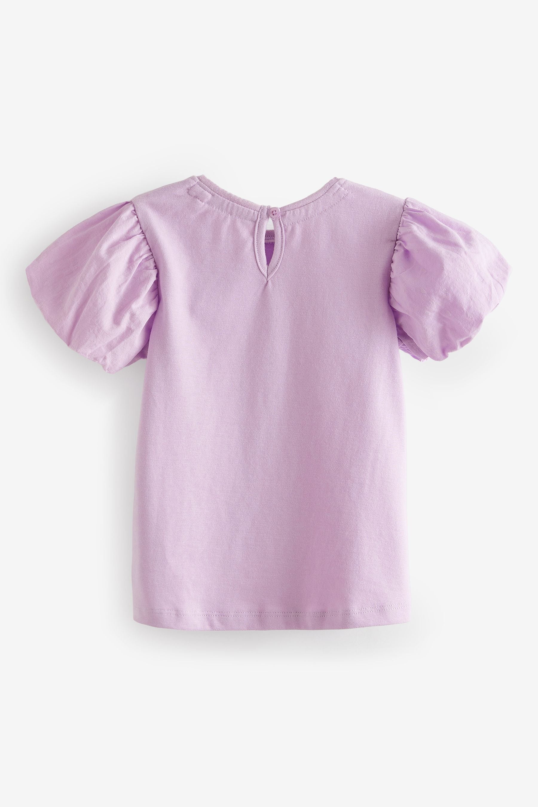 Lilac Purple Puff Short Sleeve 100% Cotton T-Shirt (3mths-7yrs)