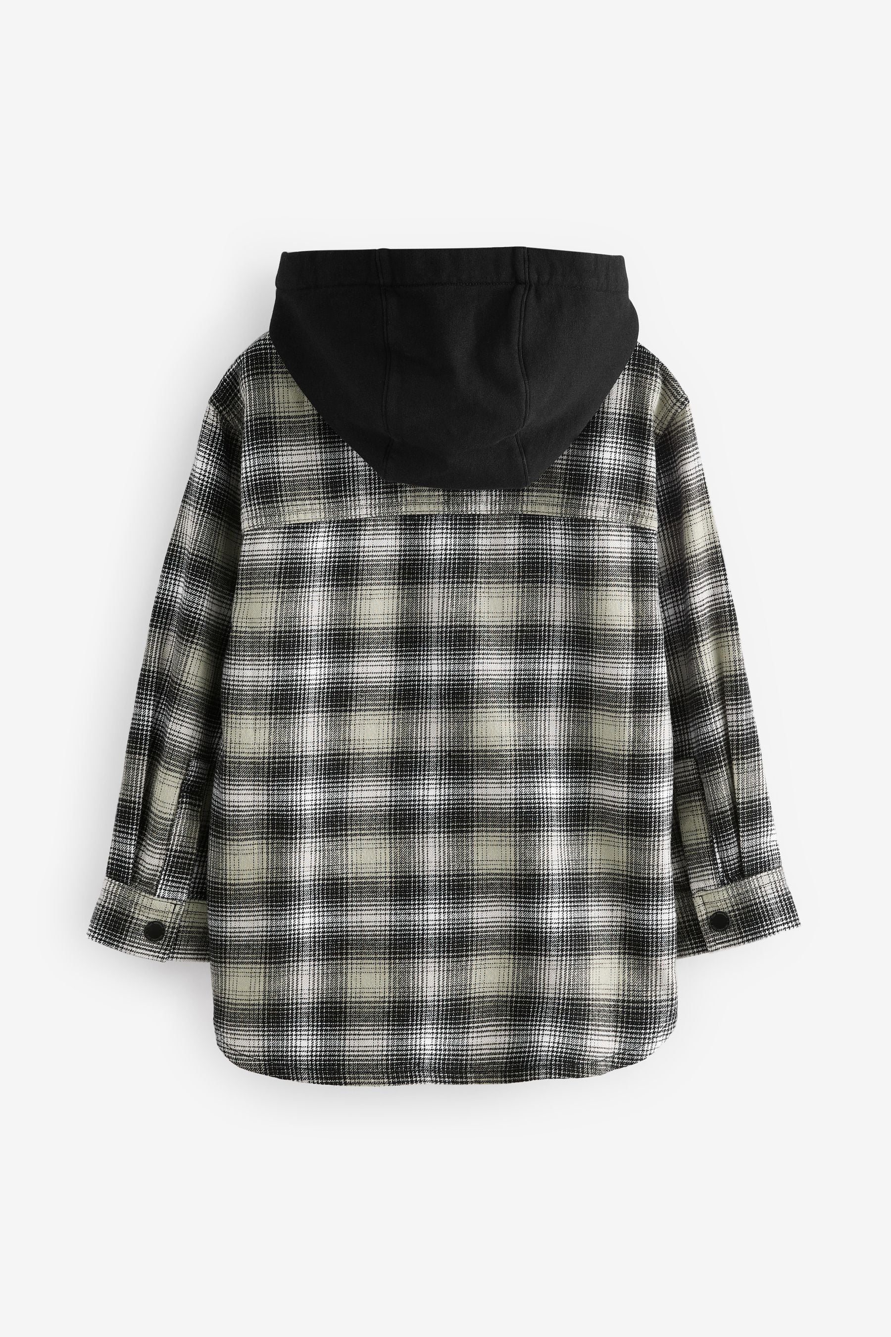 Black/White Long Sleeve Check Hooded Shirt (3-16yrs)