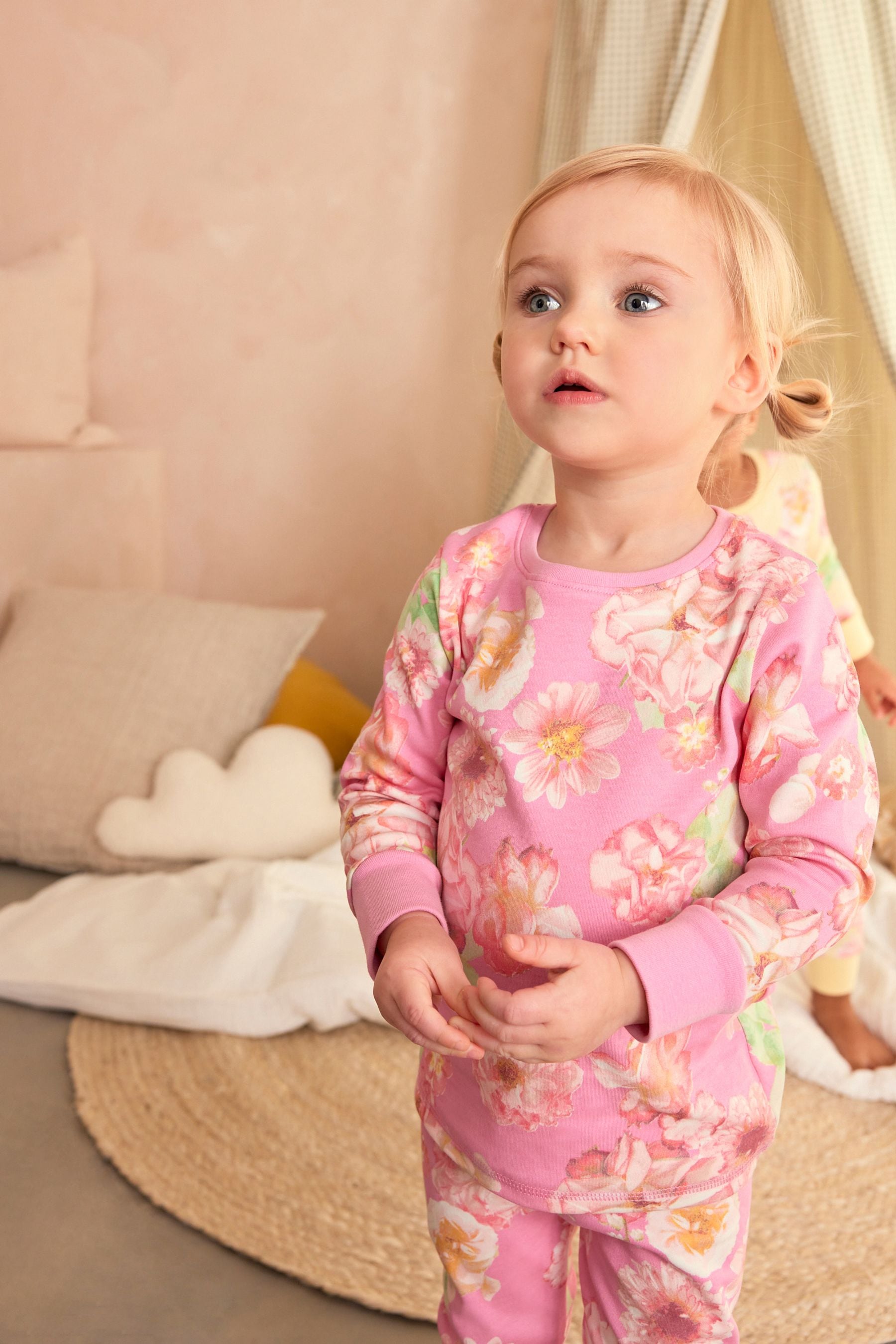 Pink/Yellow Floral Pyjamas 3 Pack (9mths-16yrs)