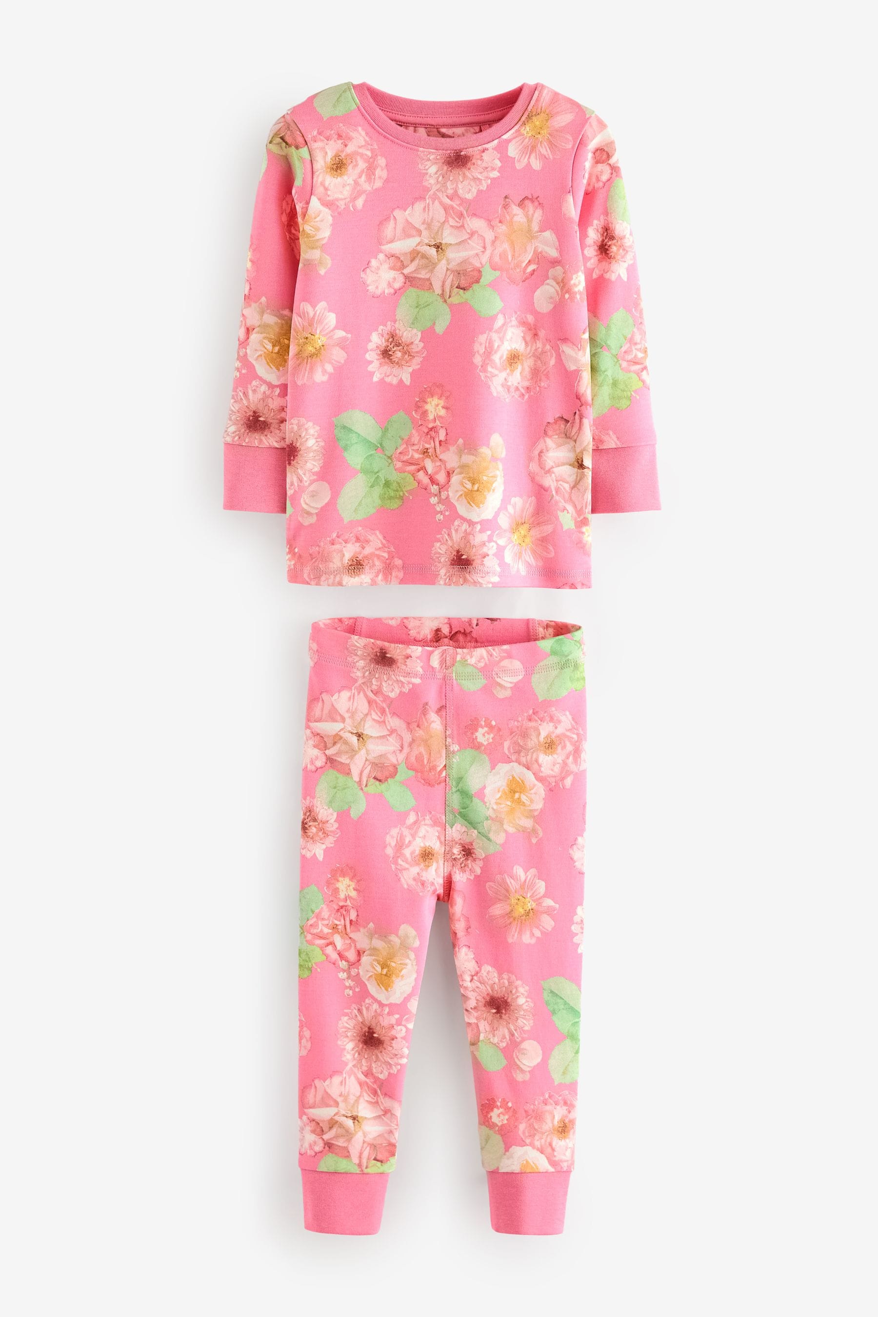 Pink/Yellow Floral Pyjamas 3 Pack (9mths-16yrs)