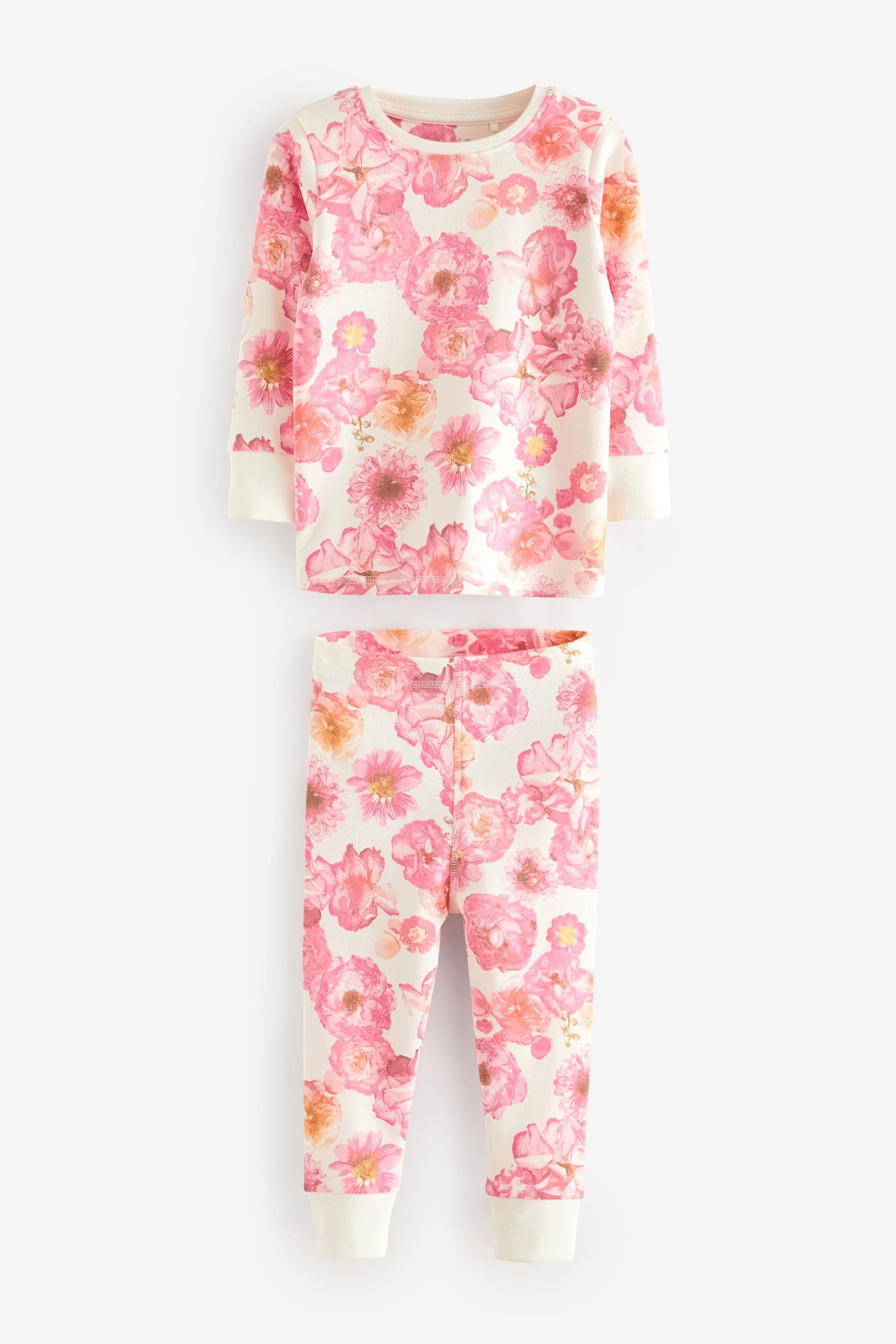 Pink/Yellow Floral Pyjamas 3 Pack (9mths-16yrs)