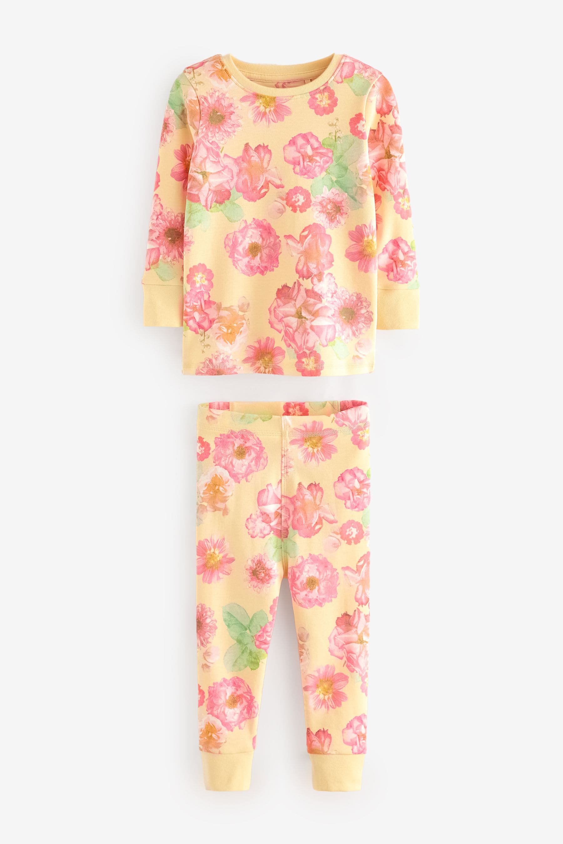 Pink/Yellow Floral Pyjamas 3 Pack (9mths-16yrs)