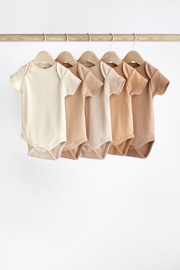 Neutral 5 Pack 100% Cotton Baby Bodies 5 Pack