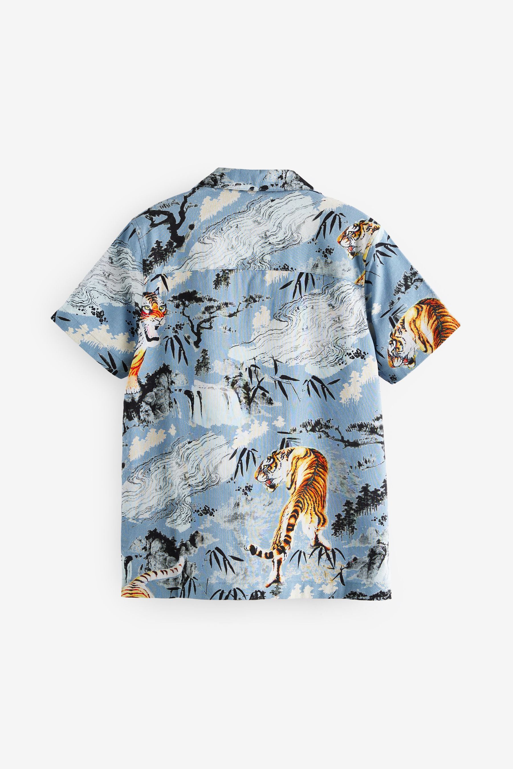 Blue Short Sleeve Printed Shirt (3-16yrs)