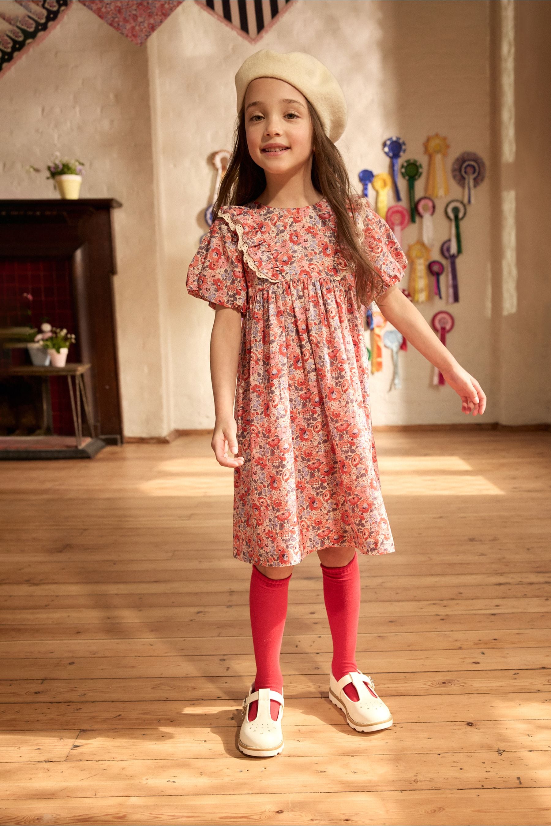 Cath Kidston Red Floral Lace Trim Dress (3mths-8yrs)