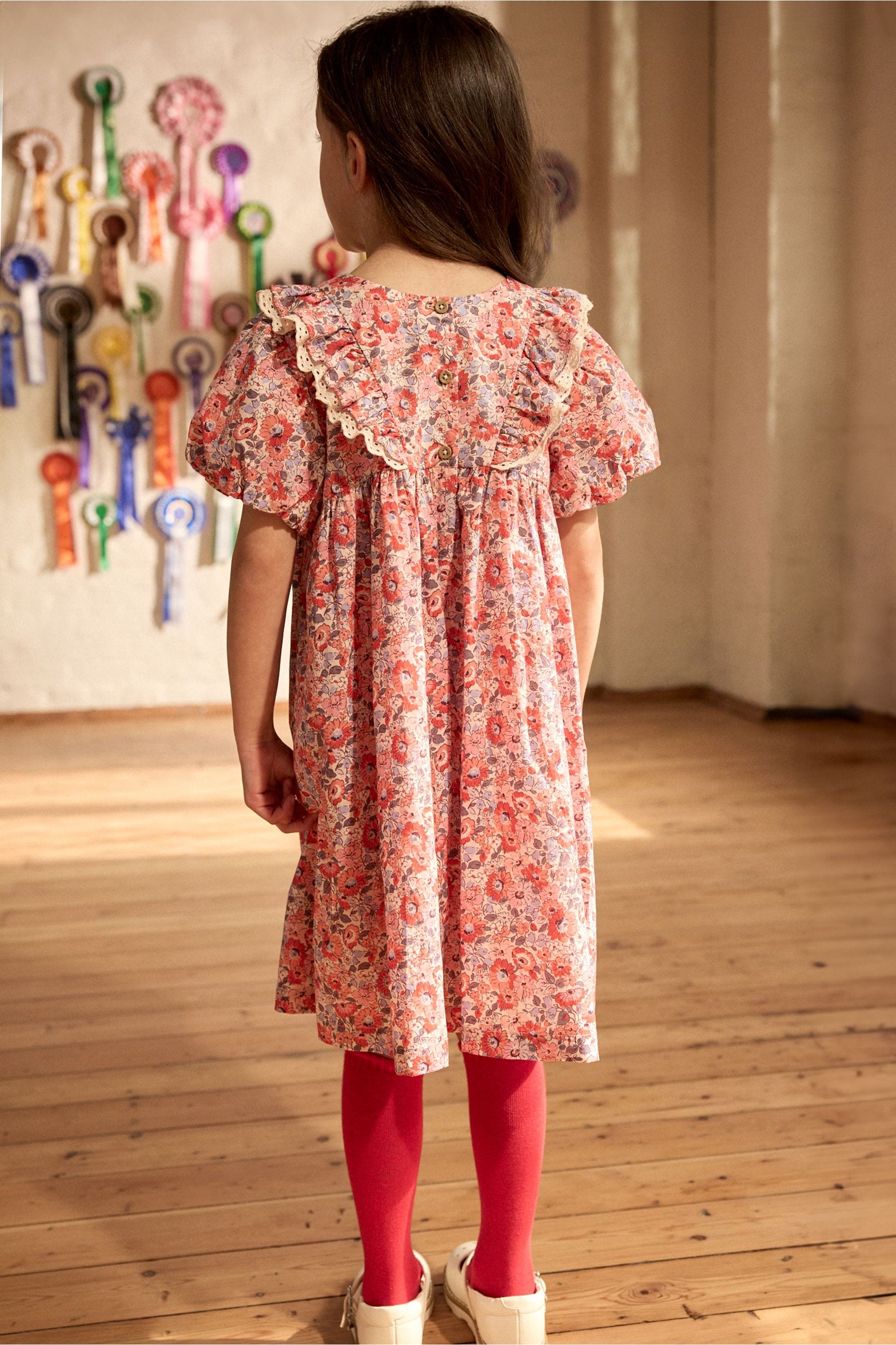 Cath Kidston Red Floral Lace Trim Dress (3mths-8yrs)