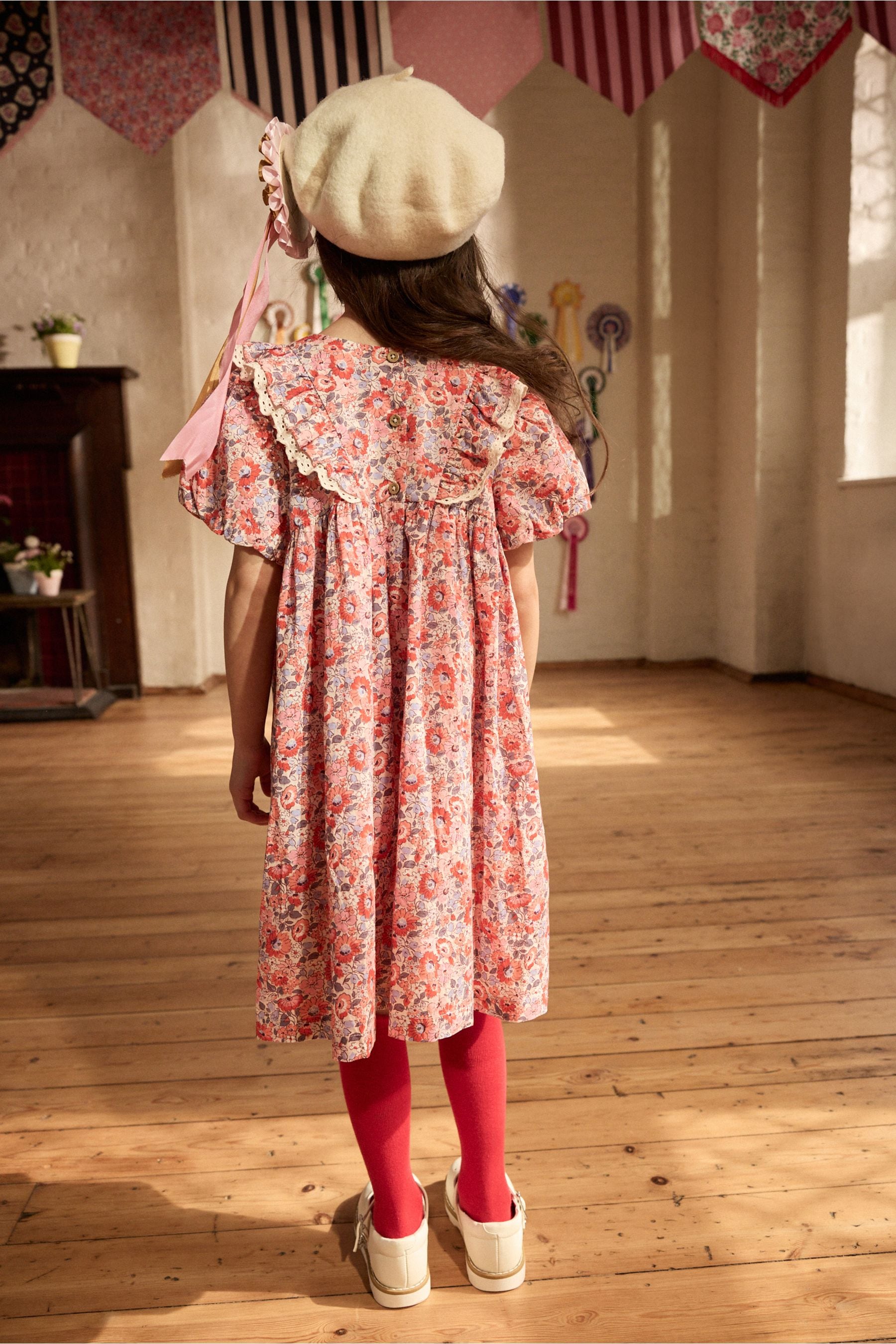 Cath Kidston Red Floral Lace Trim Dress (3mths-8yrs)