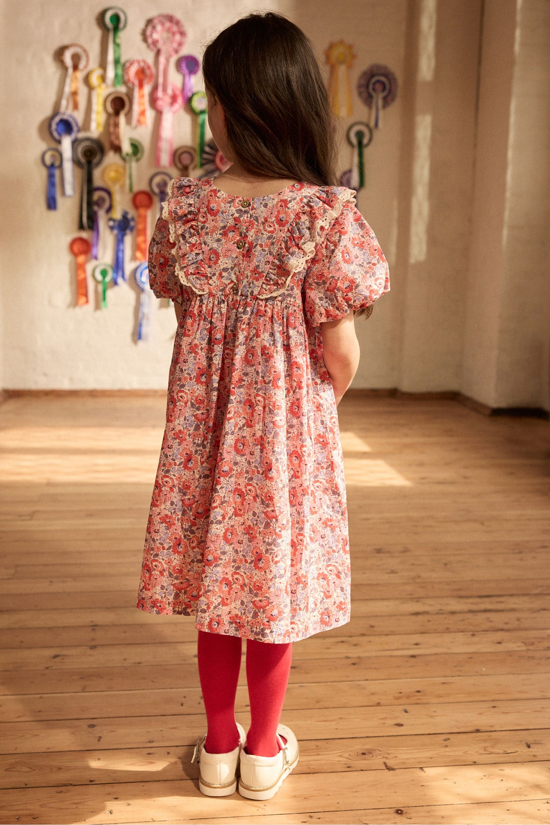 Cath Kidston Red Floral Lace Trim Dress (3mths-8yrs)