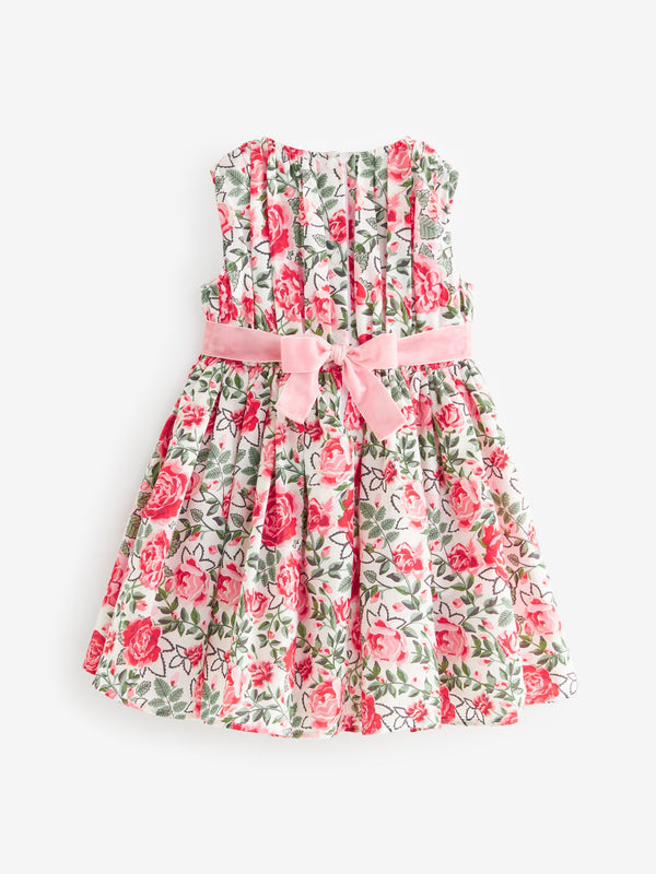 Cath Kidston Pink Floral Tie Back 100% Cotton Party Dress (3mths-8yrs)