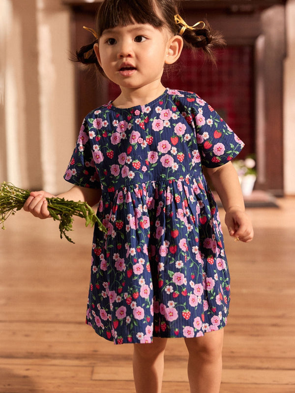 Cath Kidston Navy Floral Relaxed Cotton 100% Cotton Dress (3mths-8yrs)