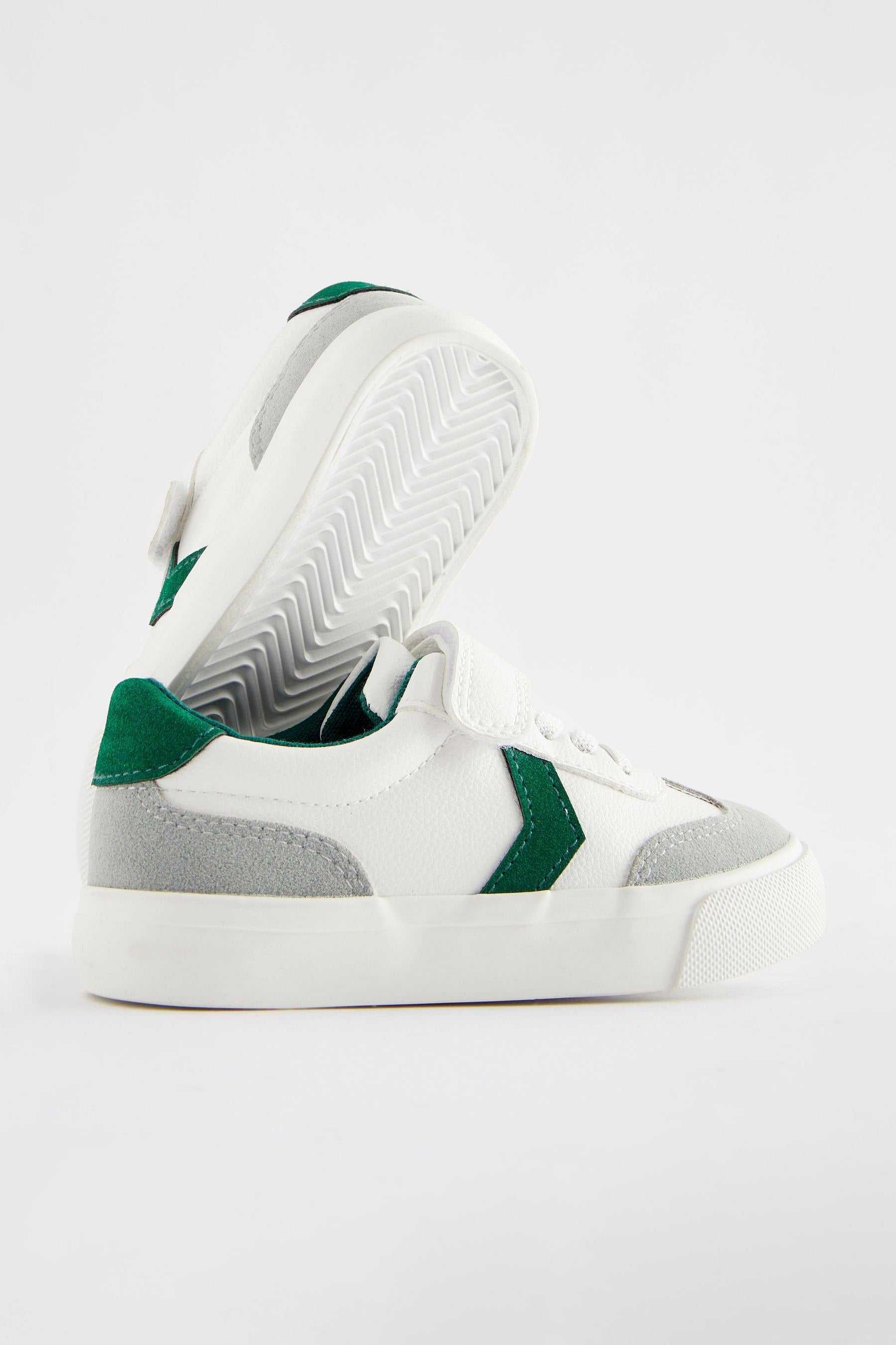 White Standard Fit (F) Touch Fastening Chevron Trainers