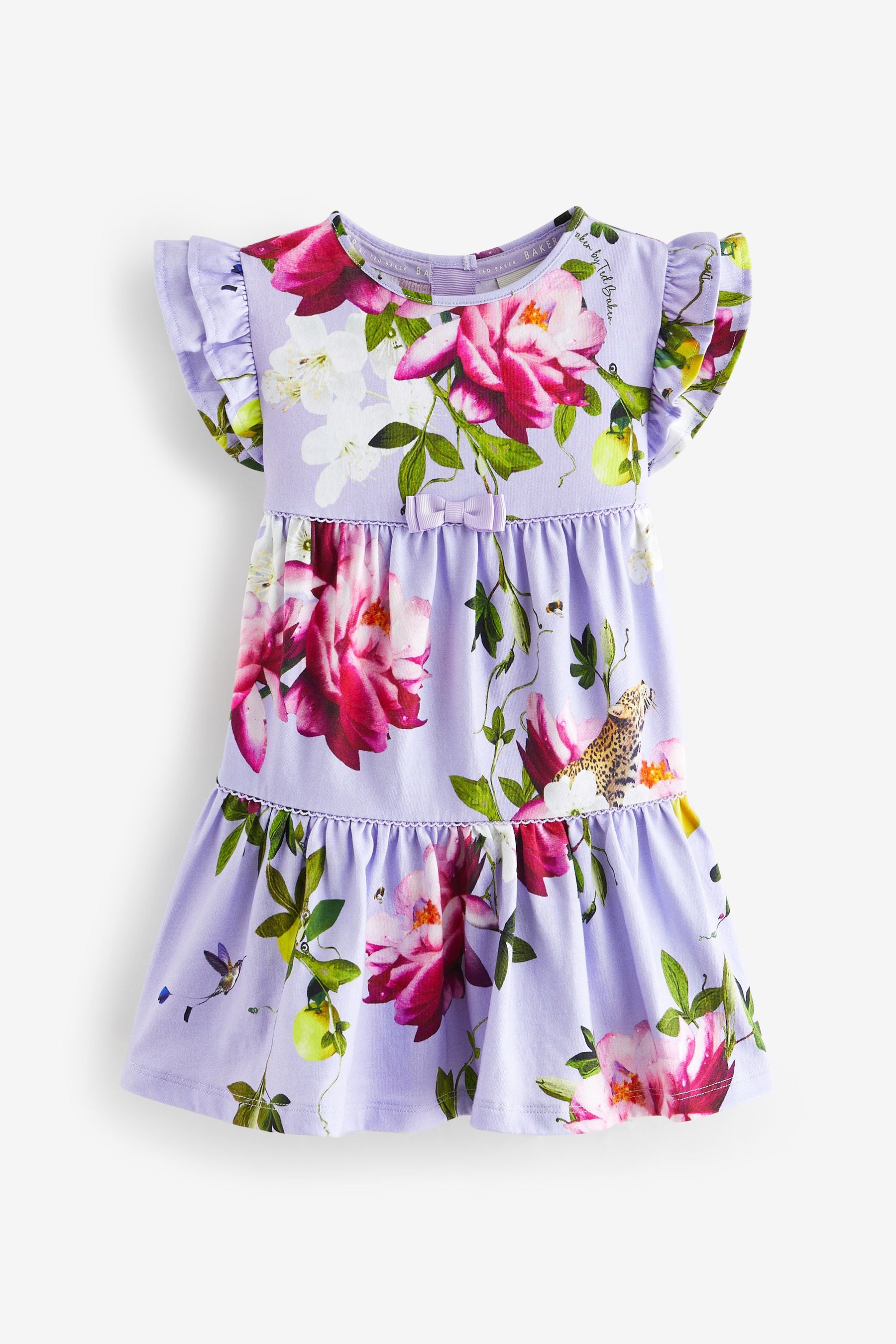 Baker by Ted Baker Purple Floral Jersey 100% Cotton Dress