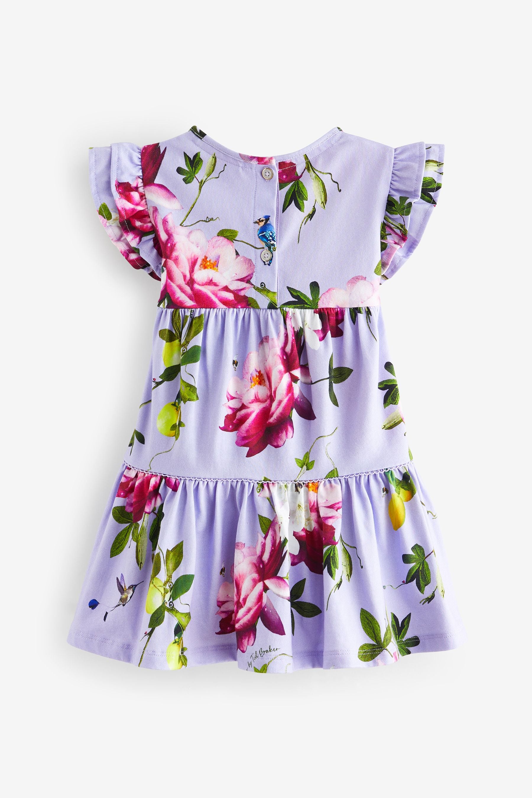 Baker by Ted Baker Purple Floral Jersey 100% Cotton Dress