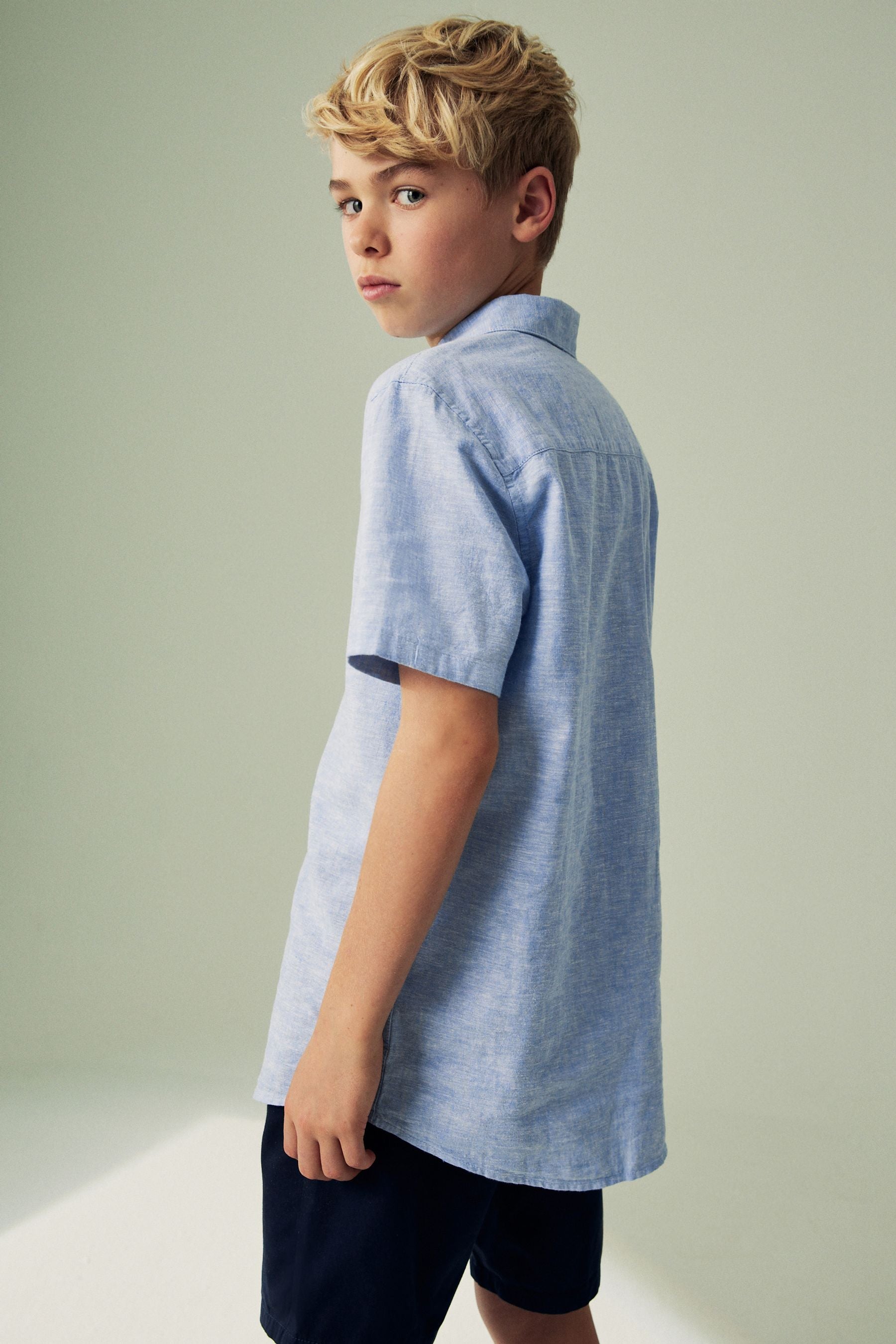 Blue Linen Blend Shirt (3mths-16yrs)