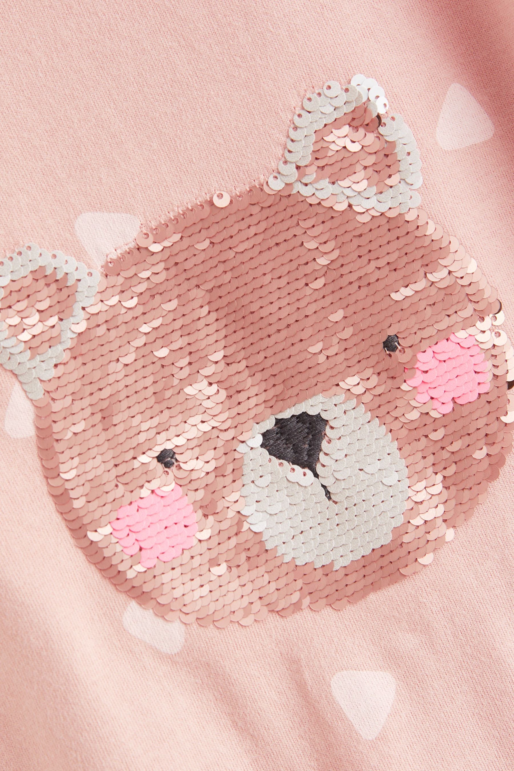 Pale Pink Bear Long Sleeve Sequin T-Shirt (9mths-7yrs)