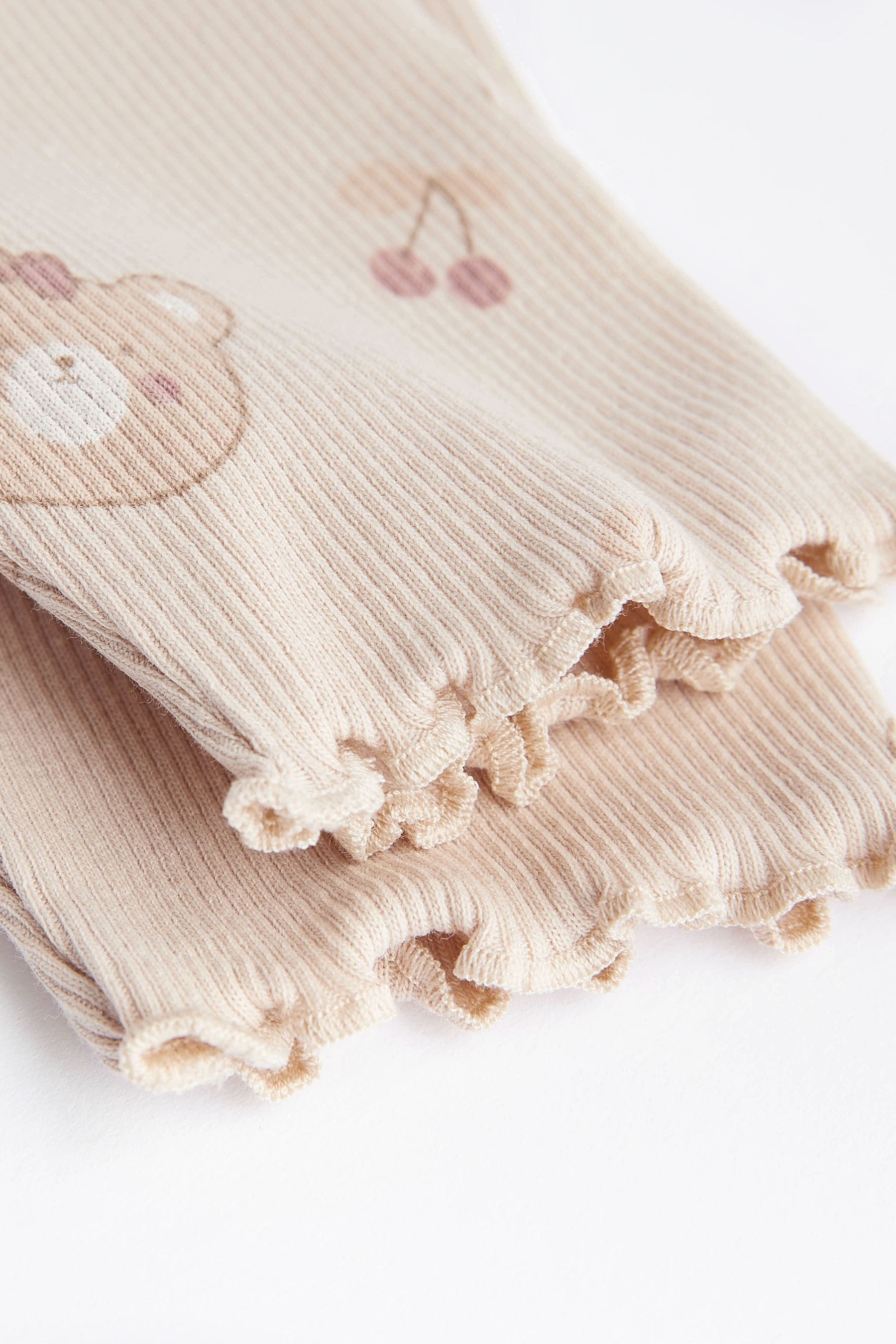 Beige Bear Baby Top And Leggings Set