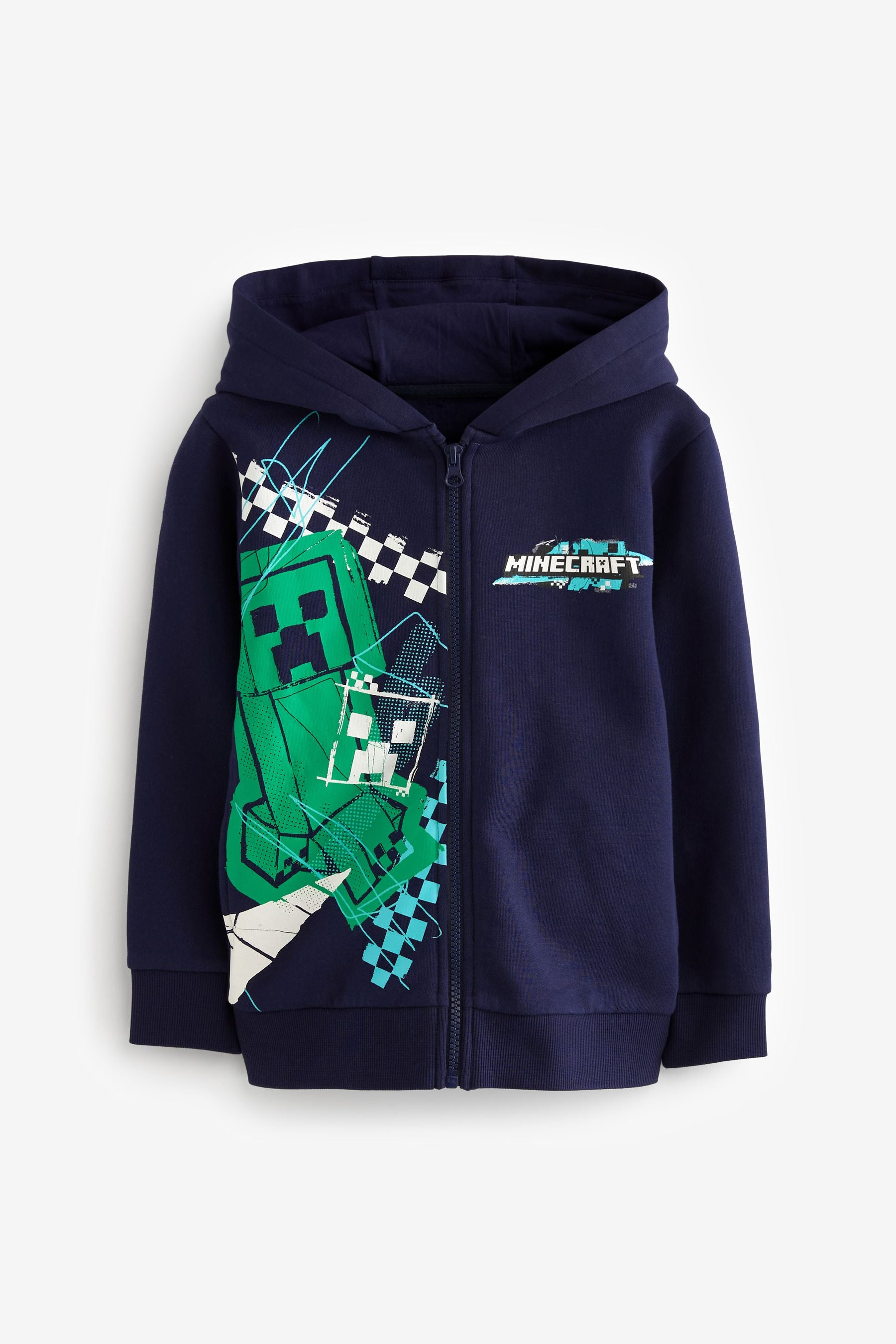 Navy Blue Licensed Minecraft Zip Through Hoodie by Nxt (5-14yrs)