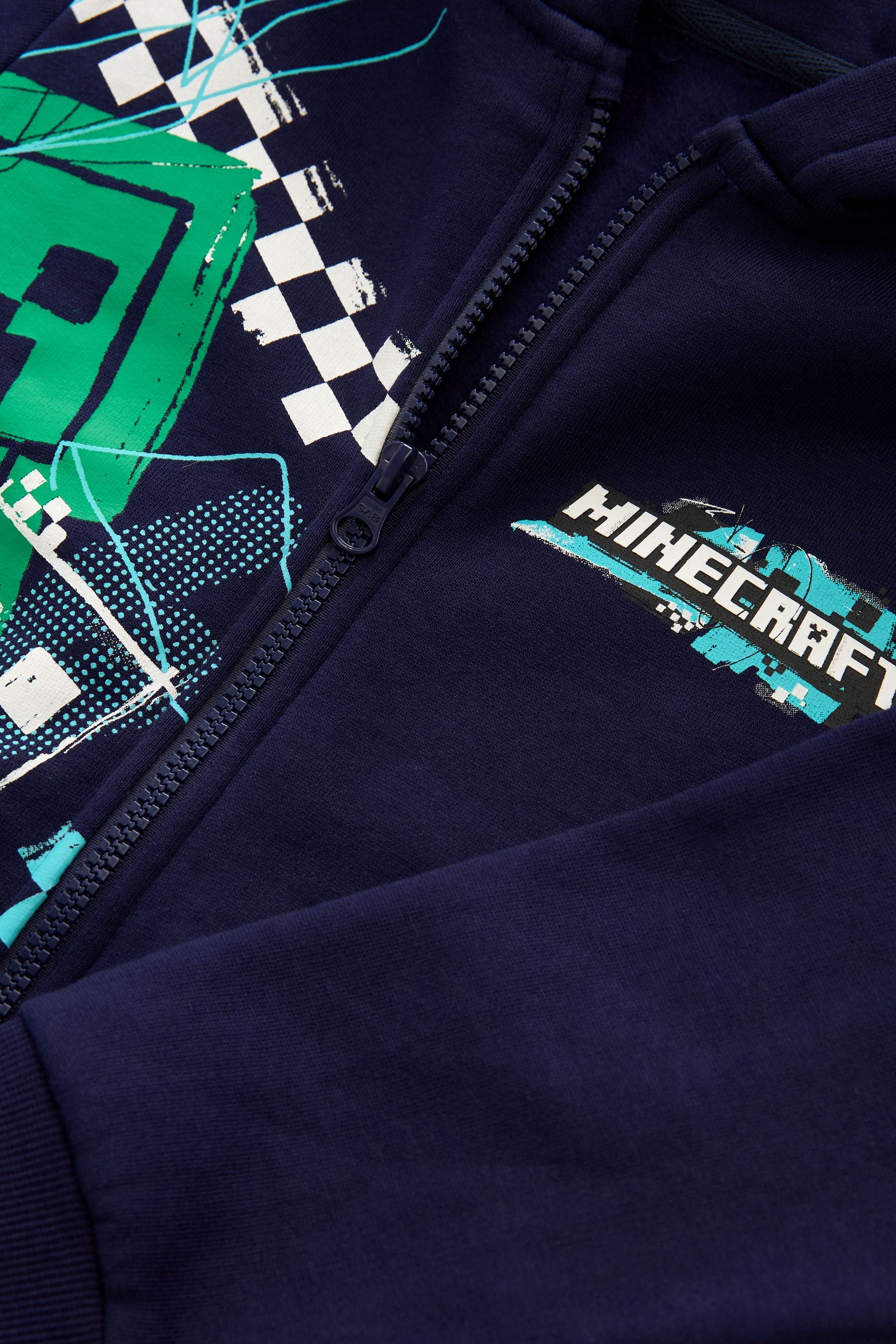 Navy Blue Licensed Minecraft Zip Through Hoodie by Nxt (5-14yrs)