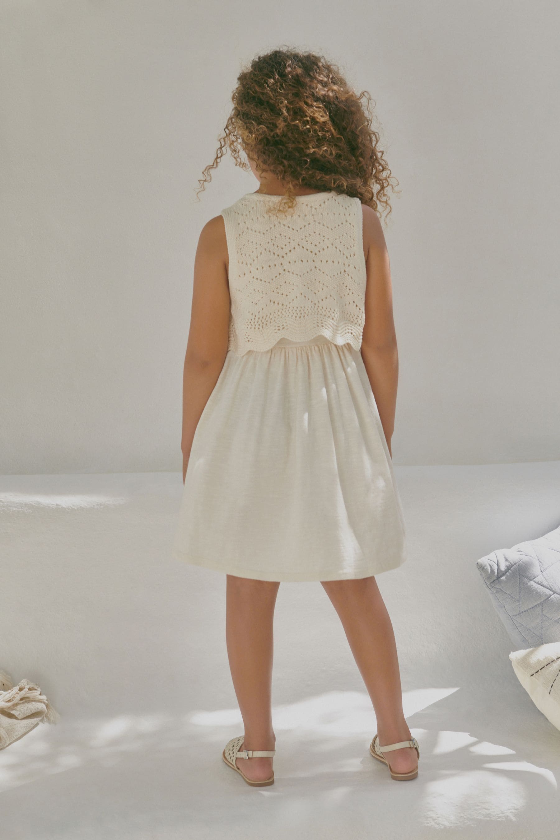 Ecru Crochet Vest Dress (3-12yrs)