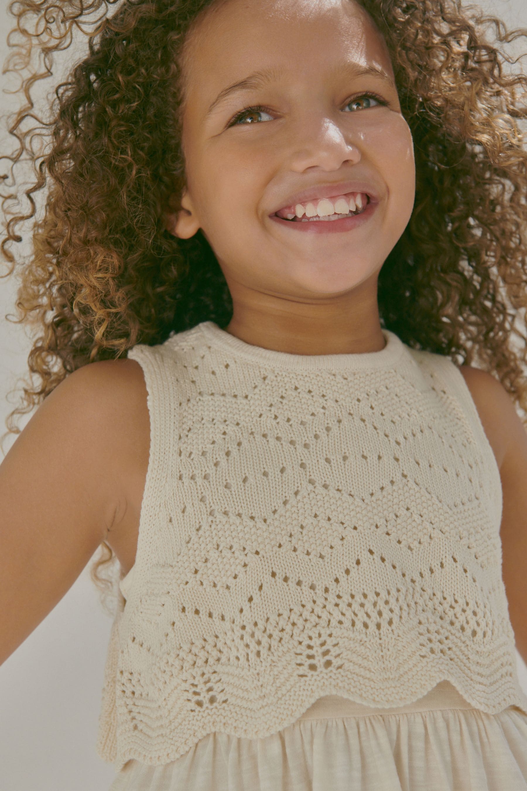 Ecru Crochet Vest Dress (3-12yrs)