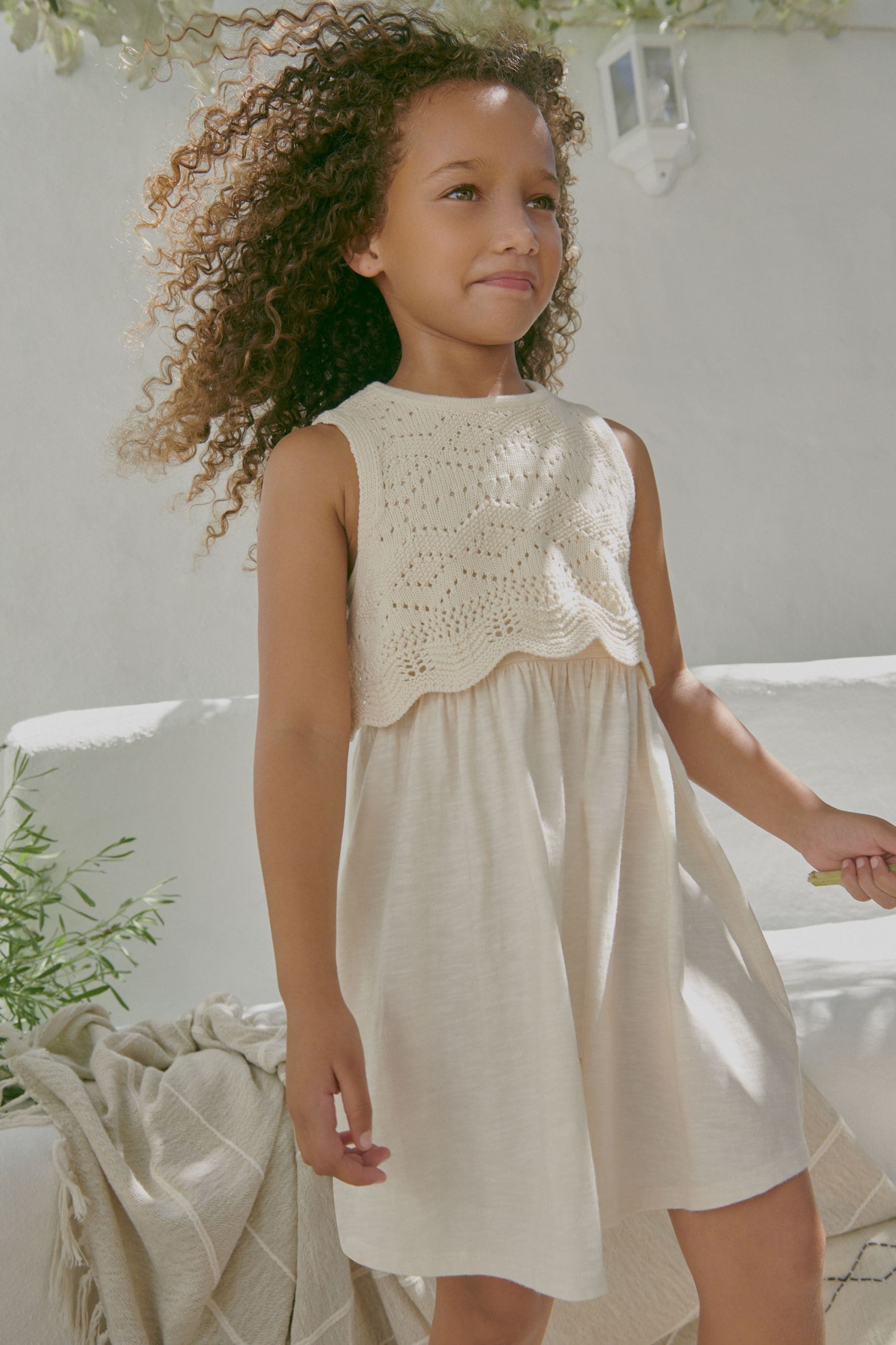 Ecru Crochet Vest Dress (3-12yrs)