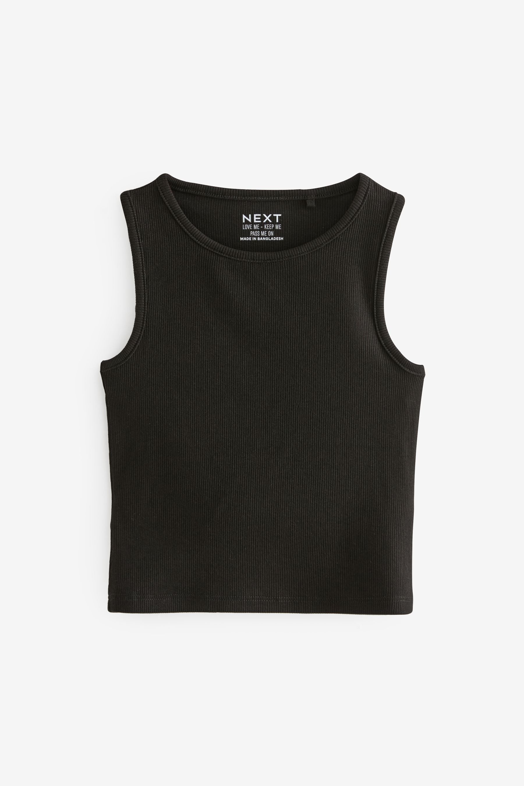 Black Boxy Rib Vest (3-16yrs)