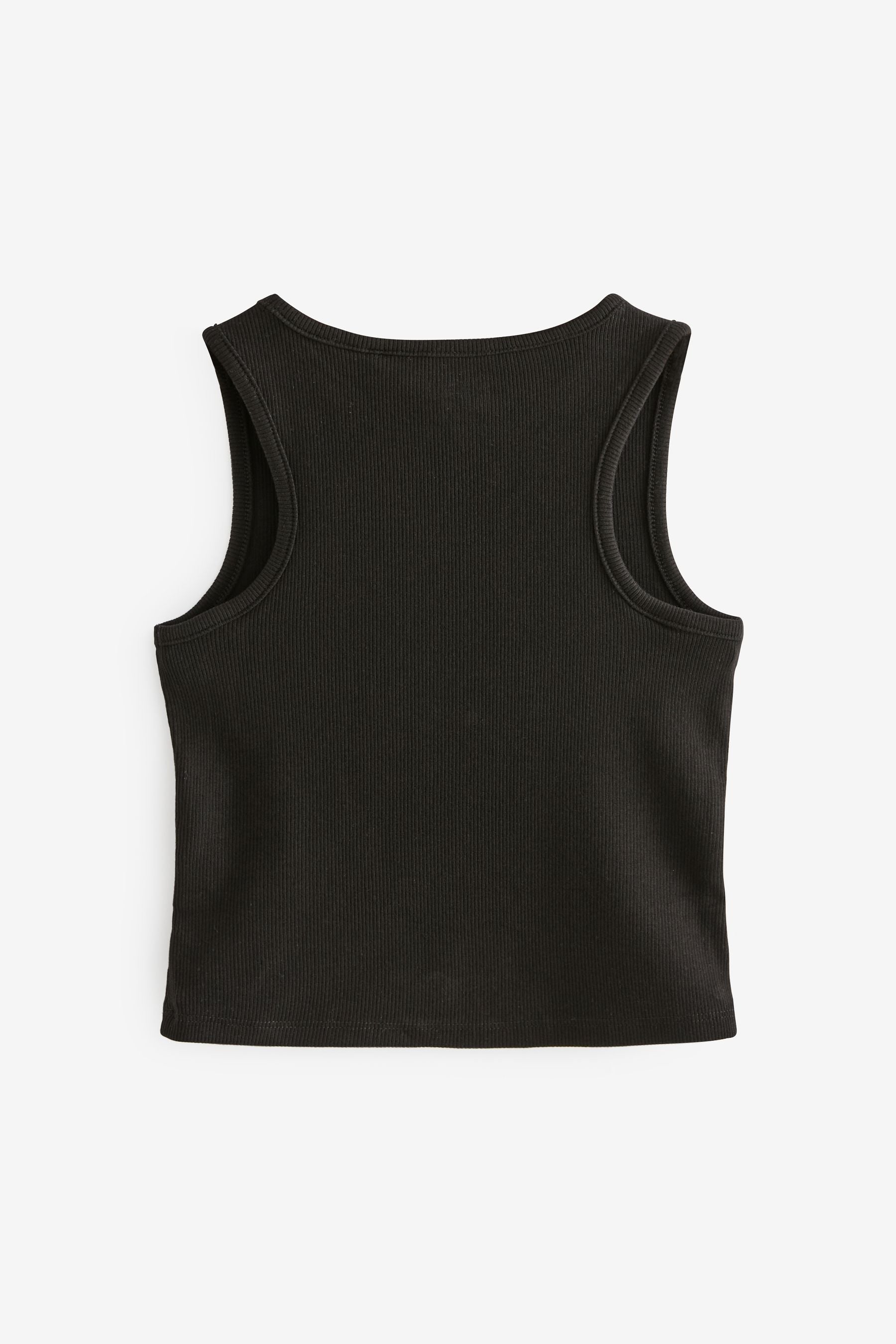 Black Boxy Rib Vest (3-16yrs)