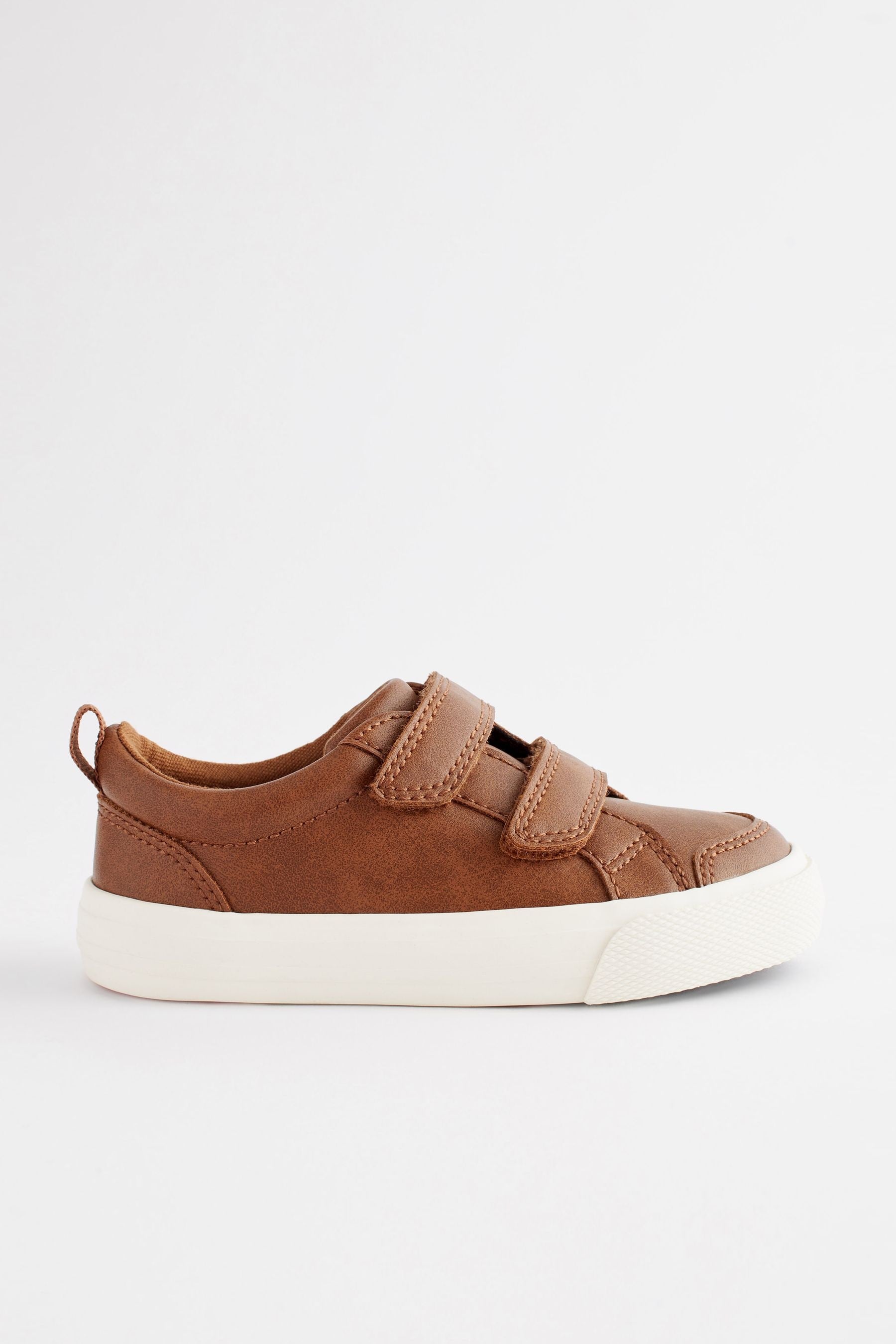 Tan Brown Wide Fit (G) Two Strap Touch Fastening Trainers