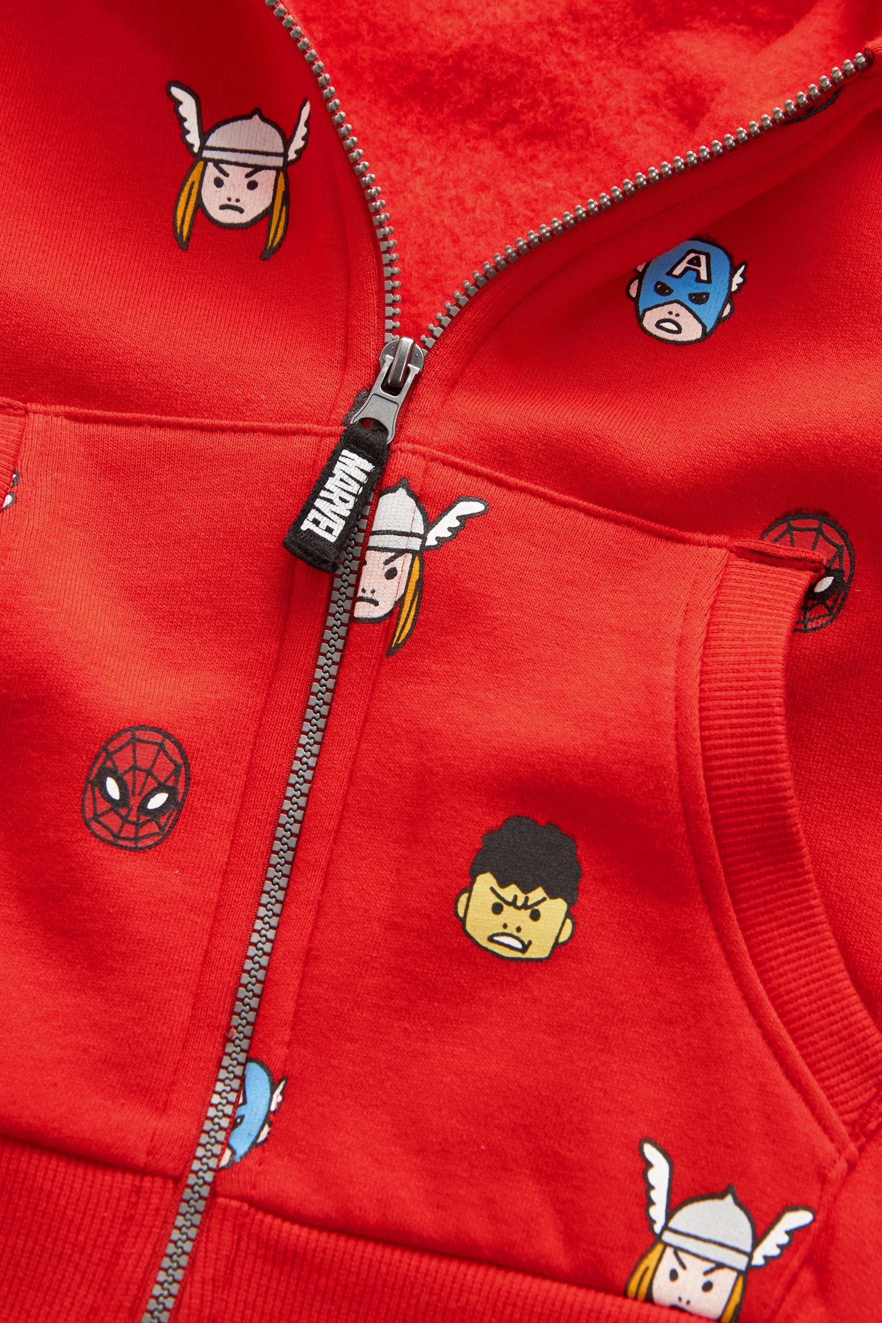 Red Marvel Avengers All Over Print Zip Through Top (9mths-8yrs)