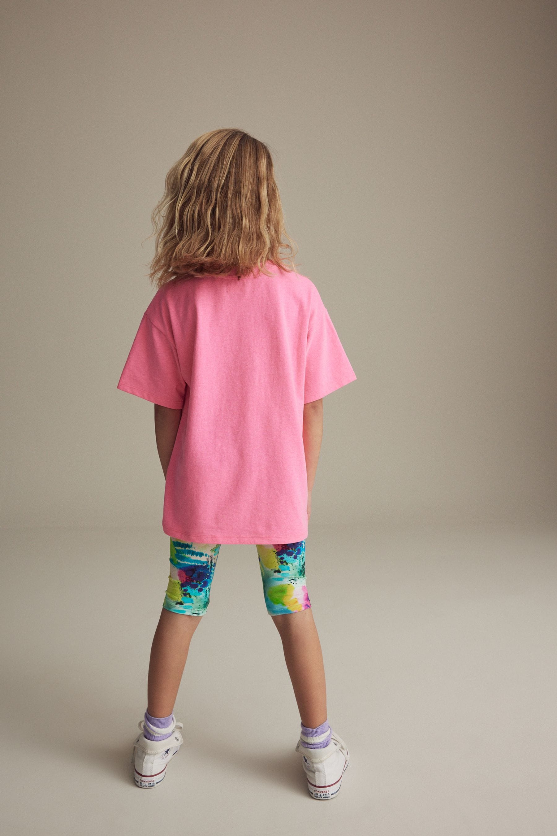 Black/ Pink/ Blue Floral Splat Print Cropped Leggings (3-16yrs)