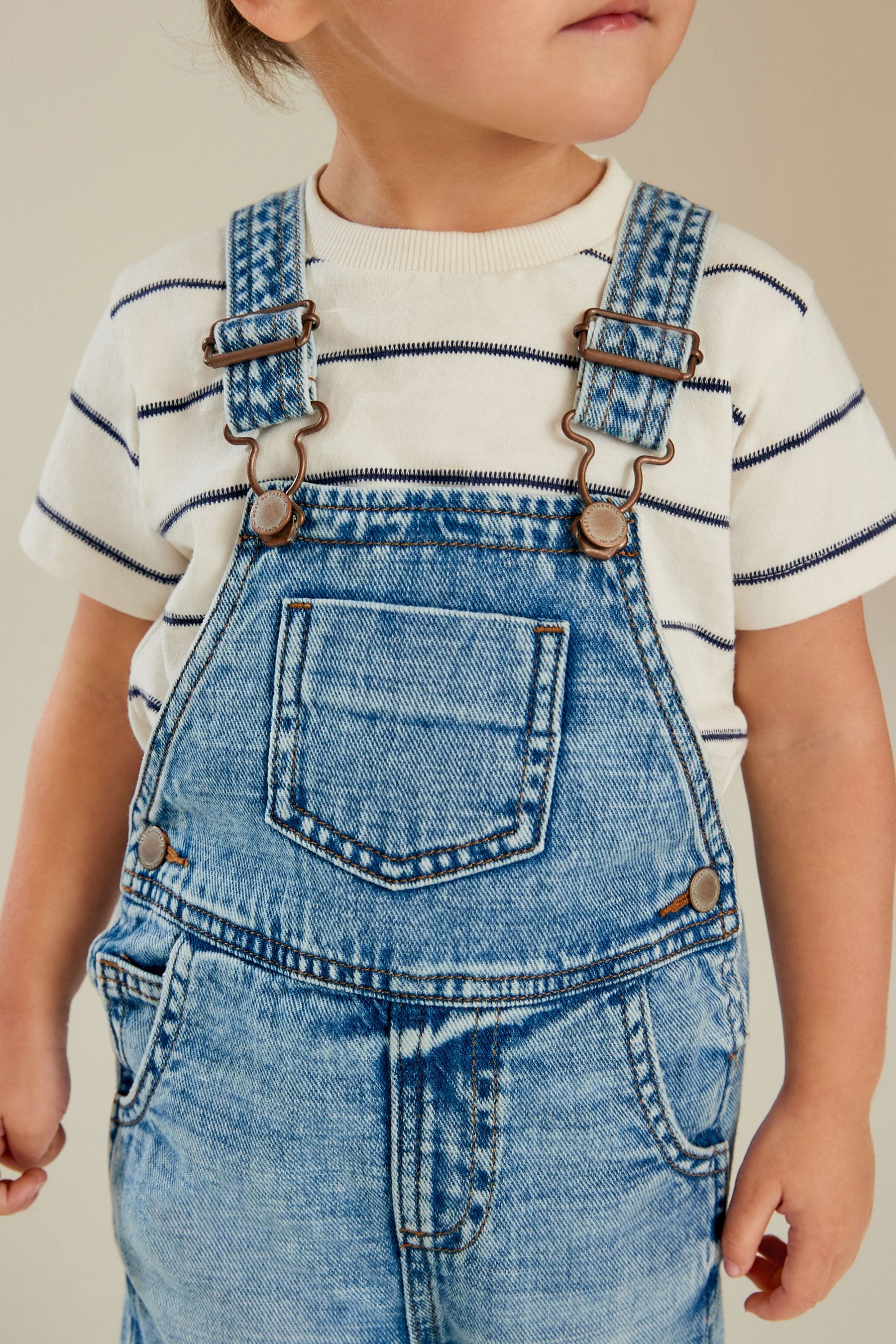 Light Wash 100% Cotton Denim Dungarees (3mths-7yrs)