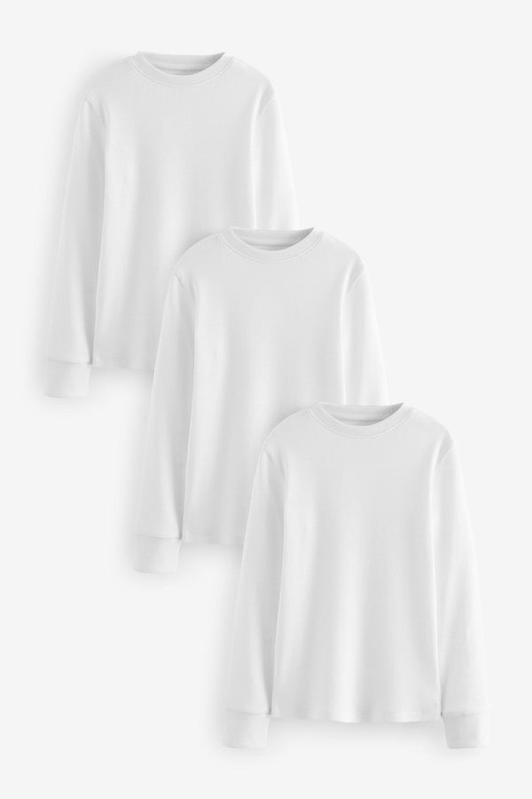 White 100% Cotton Long Sleeve T-Shirts 3 Pack (1.5-16yrs)