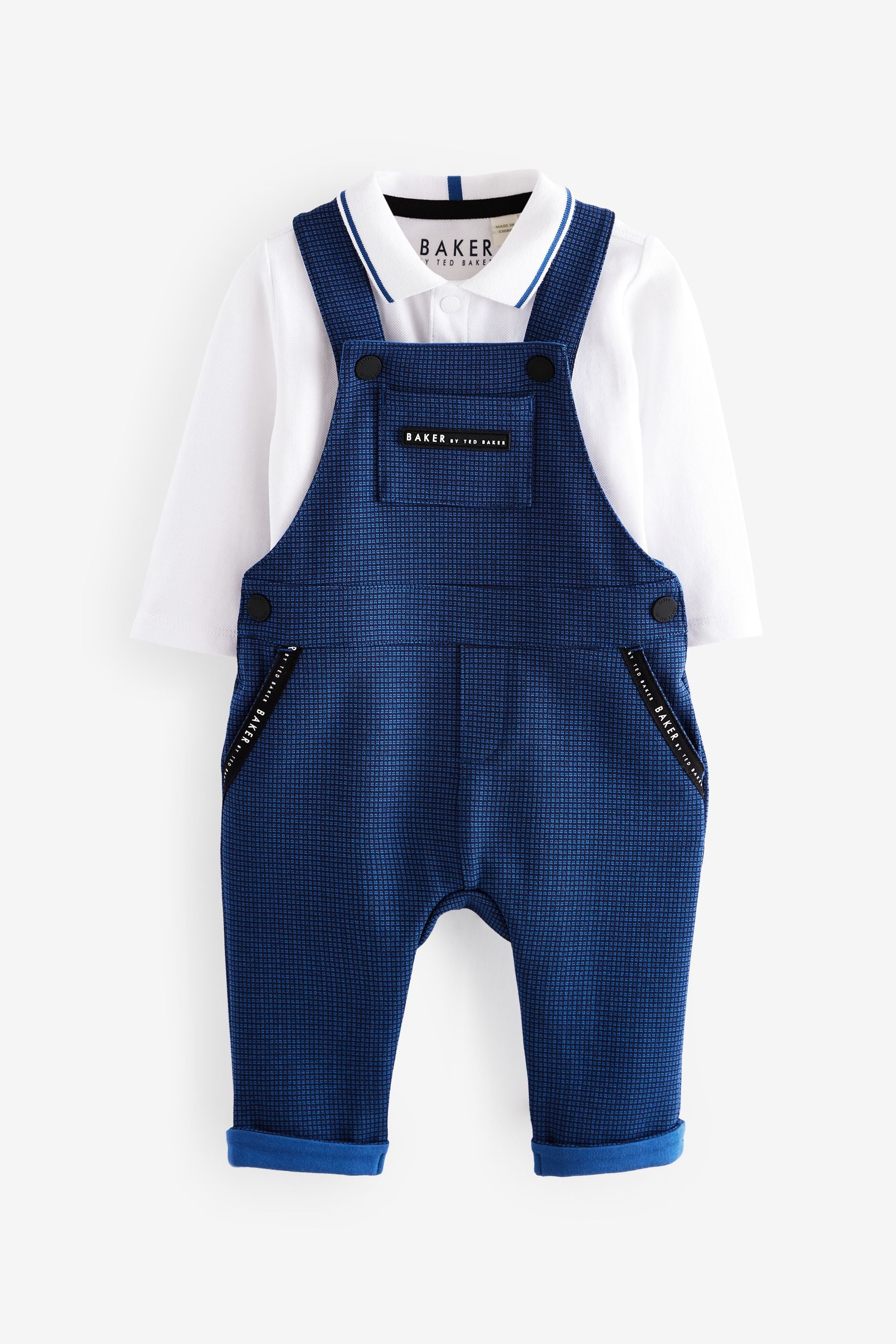 Baker by Ted Baker Blue Dungaree and Polo Shirt Set