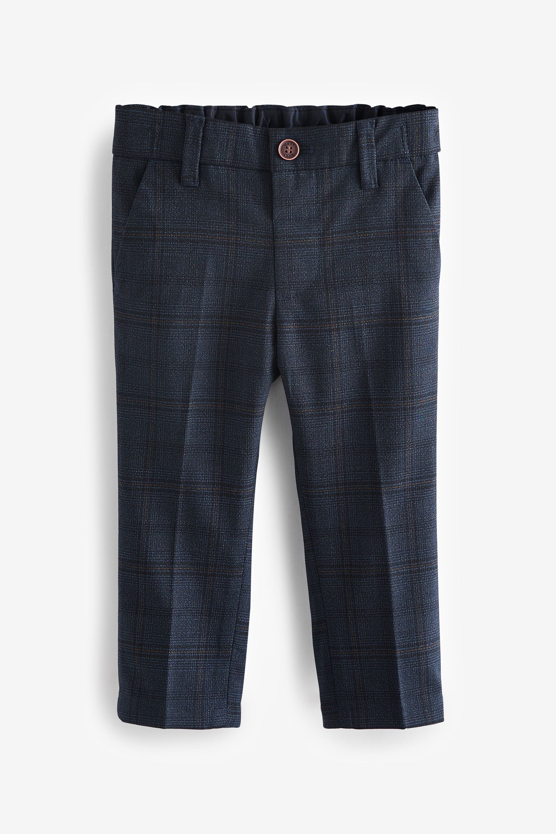 Navy Smart Check Trousers (3mths-7yrs)