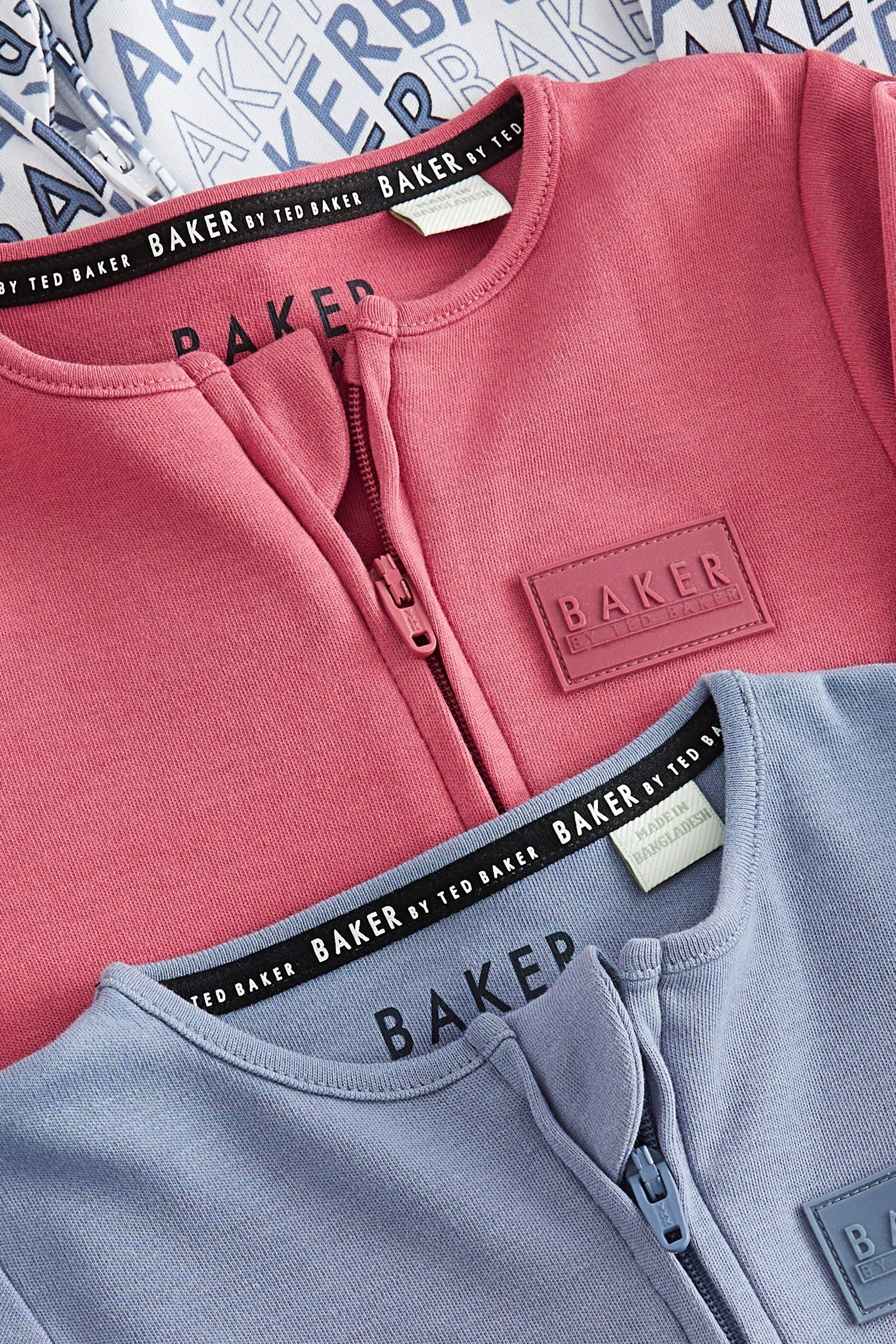 Baker by Ted Baker Red/Blue	100% Cotton Sleepsuits 3 Pack