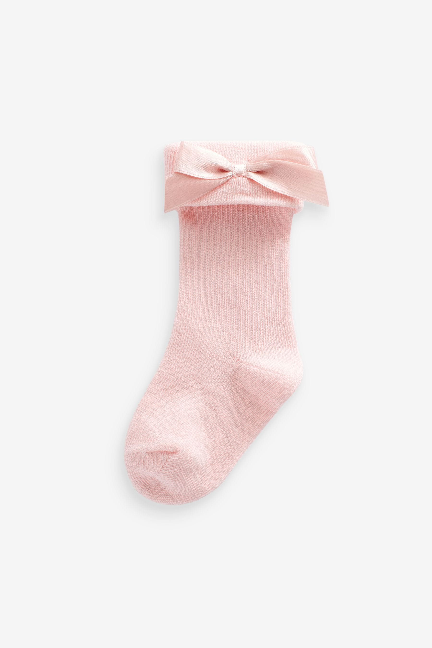 Pink/White Bow Baby Socks 3 Pack (0mths-2yrs)