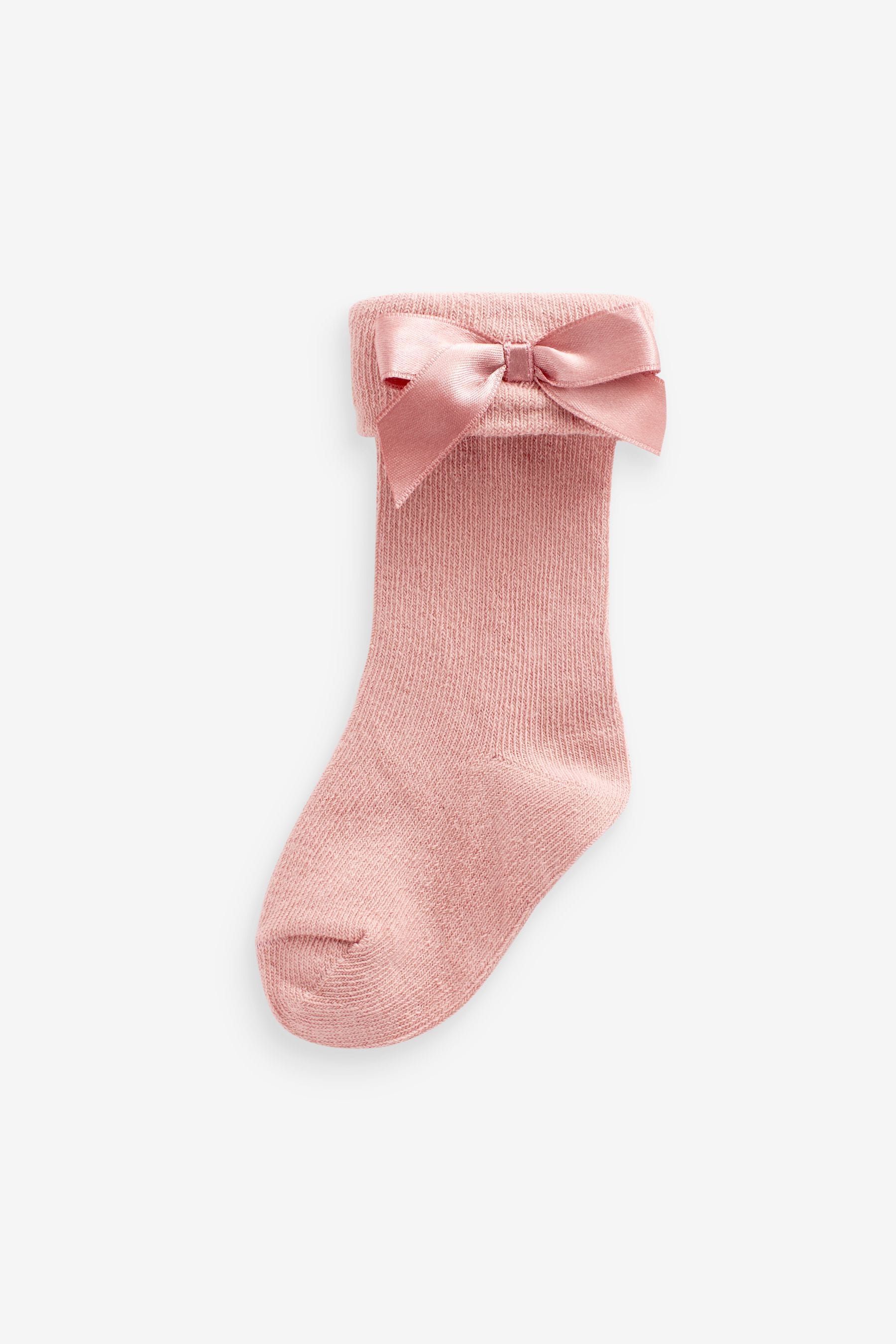 Pink/White Bow Baby Socks 3 Pack (0mths-2yrs)