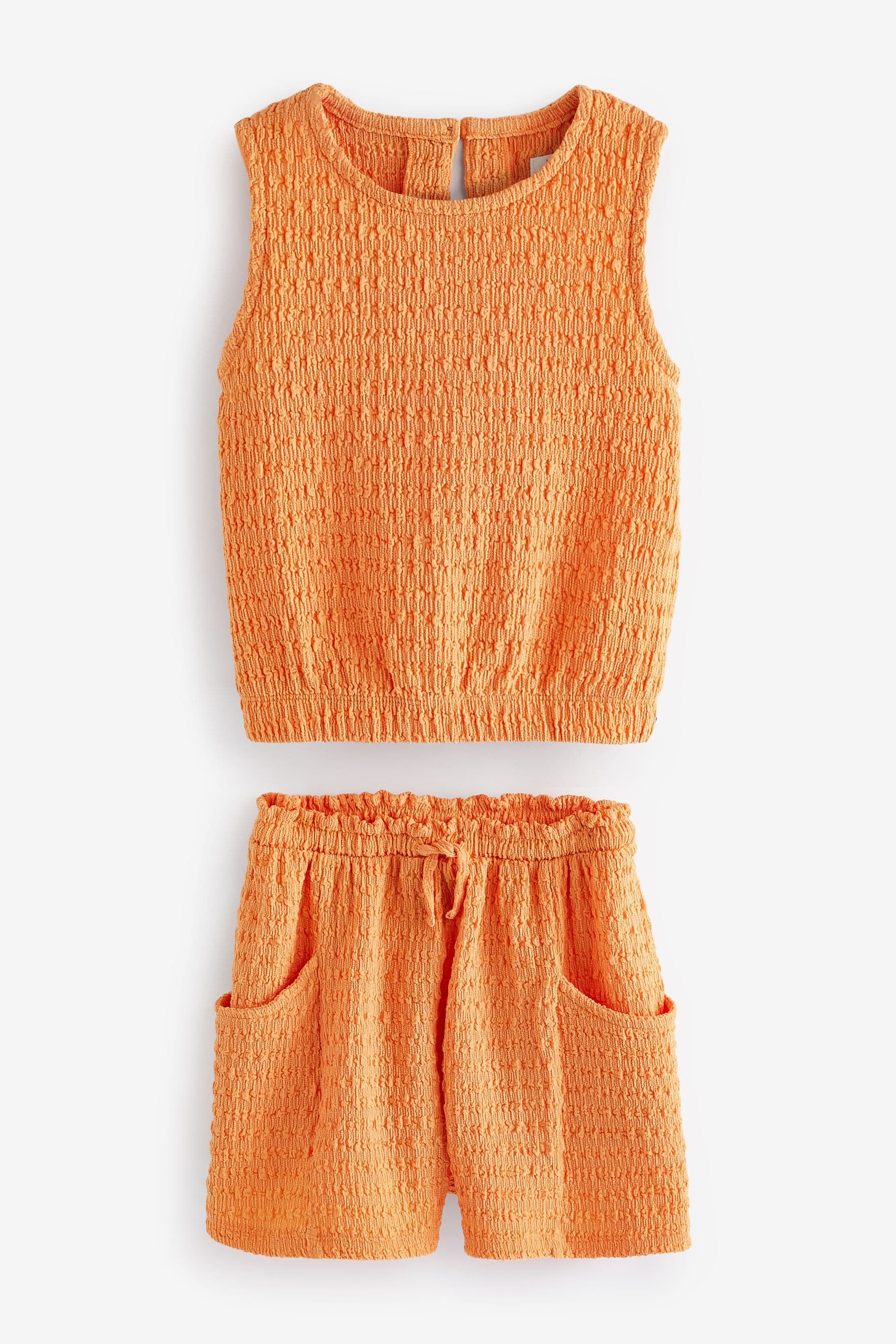 Orange Crinkle Shorts and Vest Set (3-16yrs)