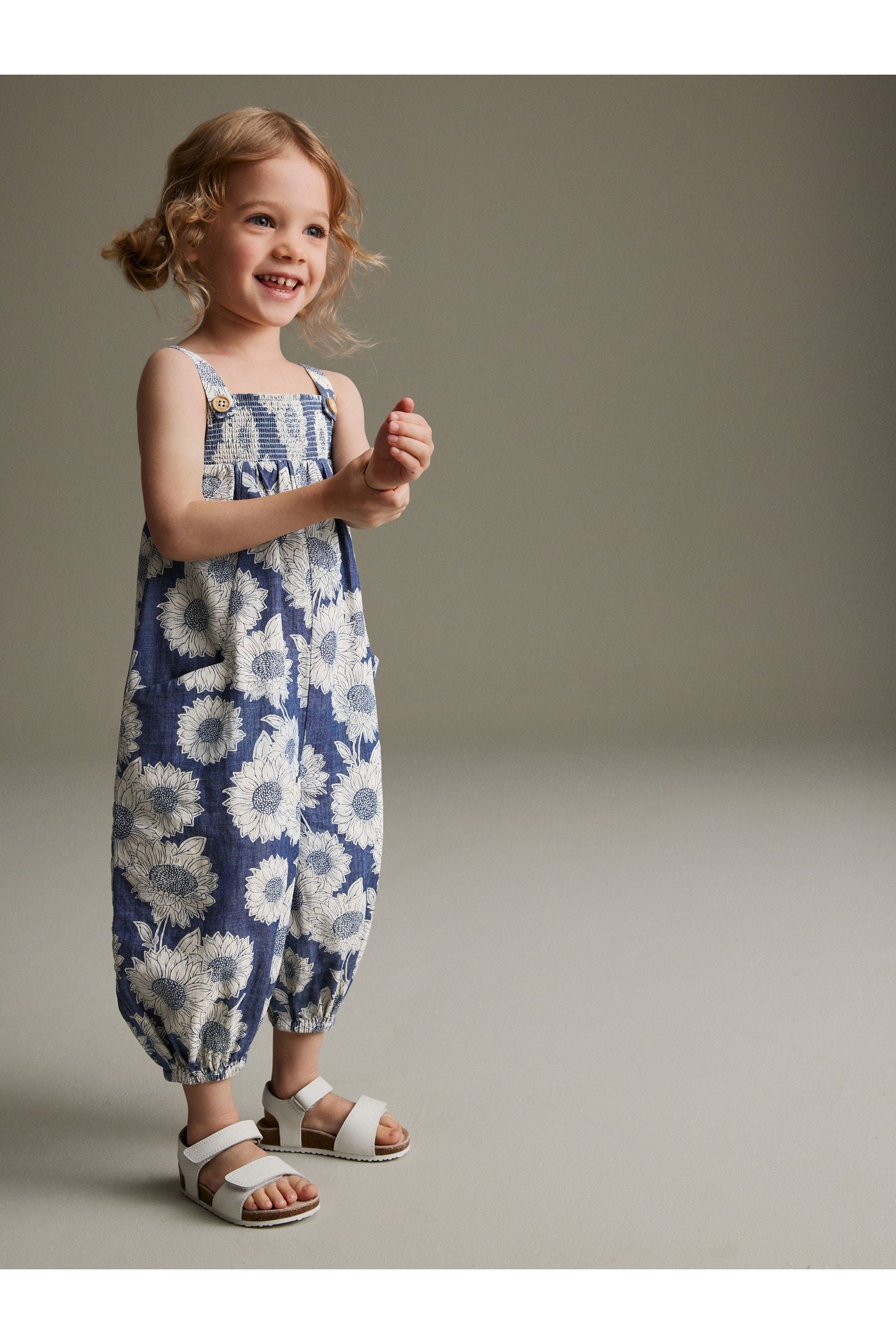 Denim Sunflower Printed Playsuit (3mths-7yrs)