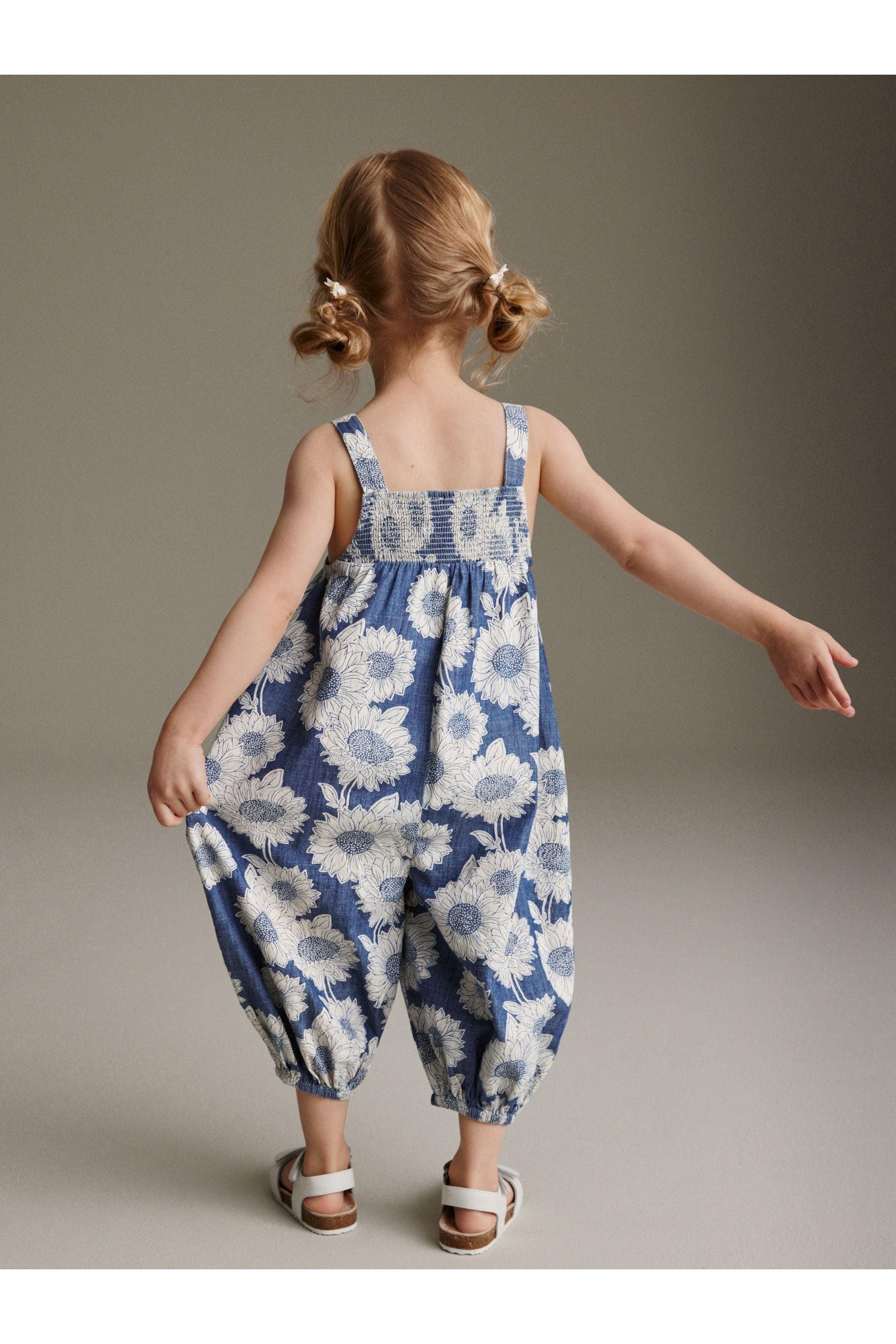 Denim Sunflower Printed Playsuit (3mths-7yrs)