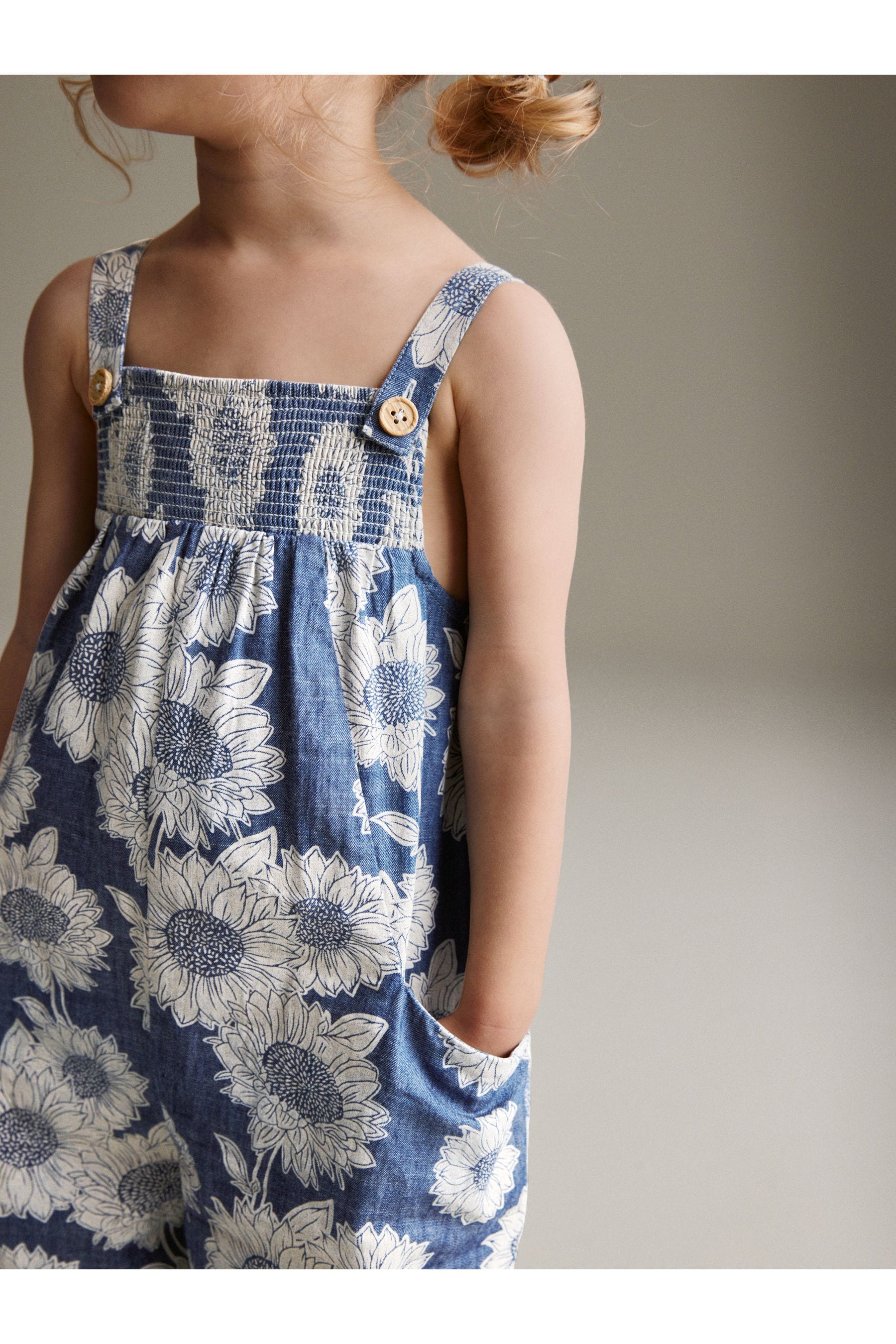 Denim Sunflower Printed Playsuit (3mths-7yrs)