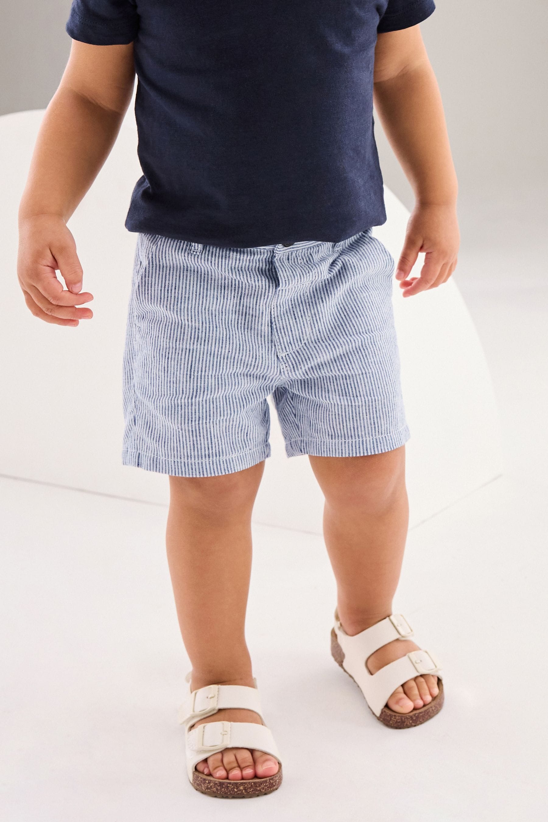 Ticking Stripe Linen Blend Chino Shorts (3mths-7yrs)