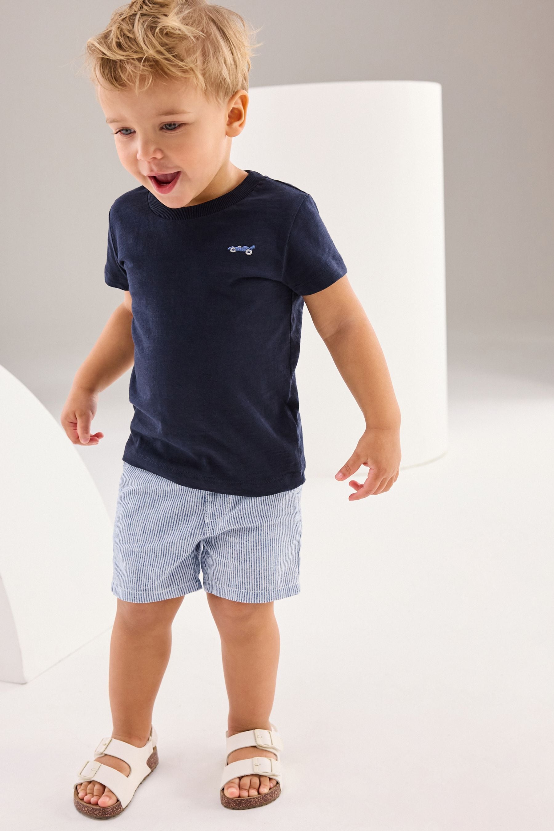 Ticking Stripe Linen Blend Chino Shorts (3mths-7yrs)