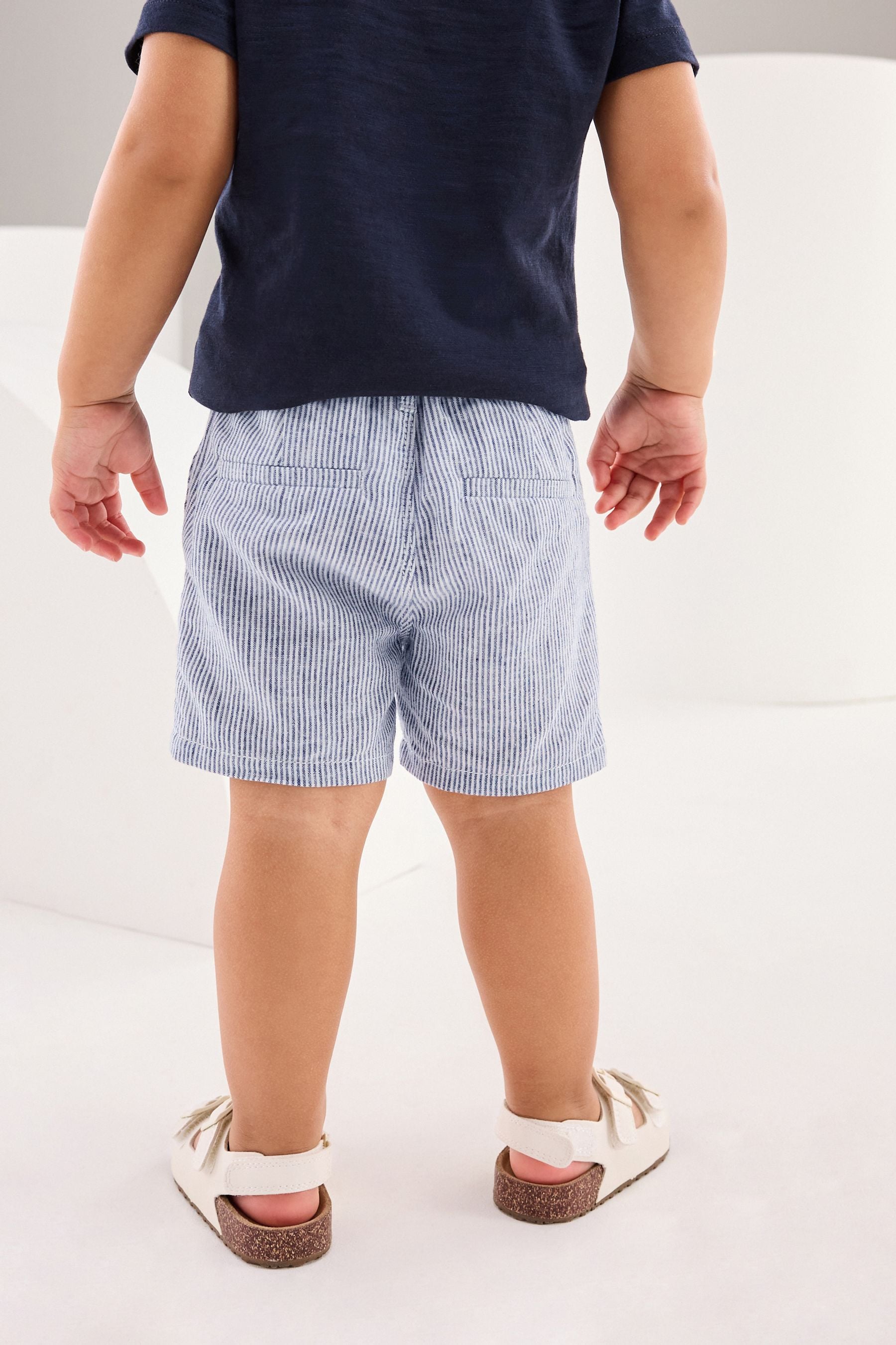 Ticking Stripe Linen Blend Chino Shorts (3mths-7yrs)