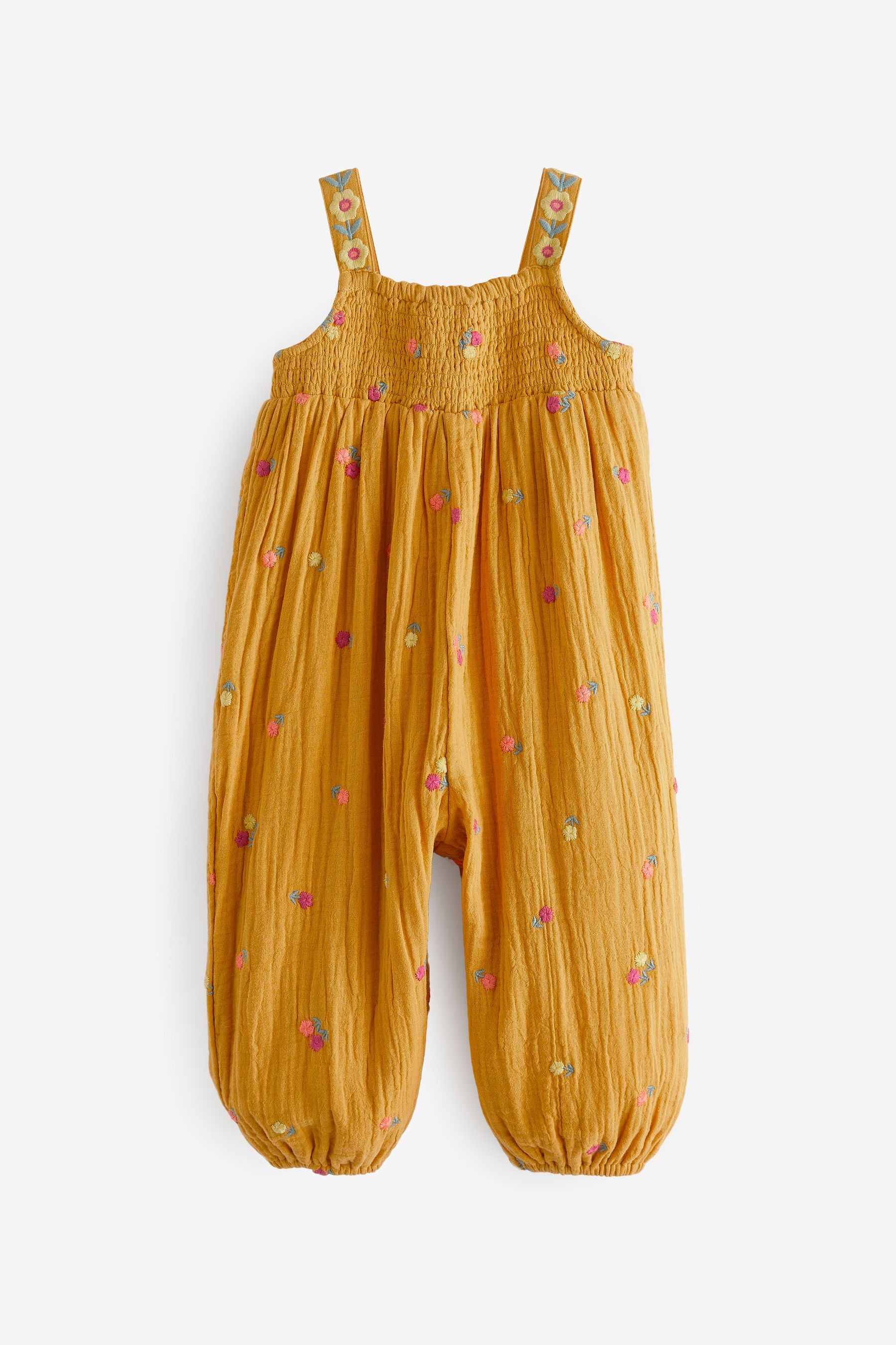 Ochre Yellow Embroidered Playsuit (3mths-7yrs)