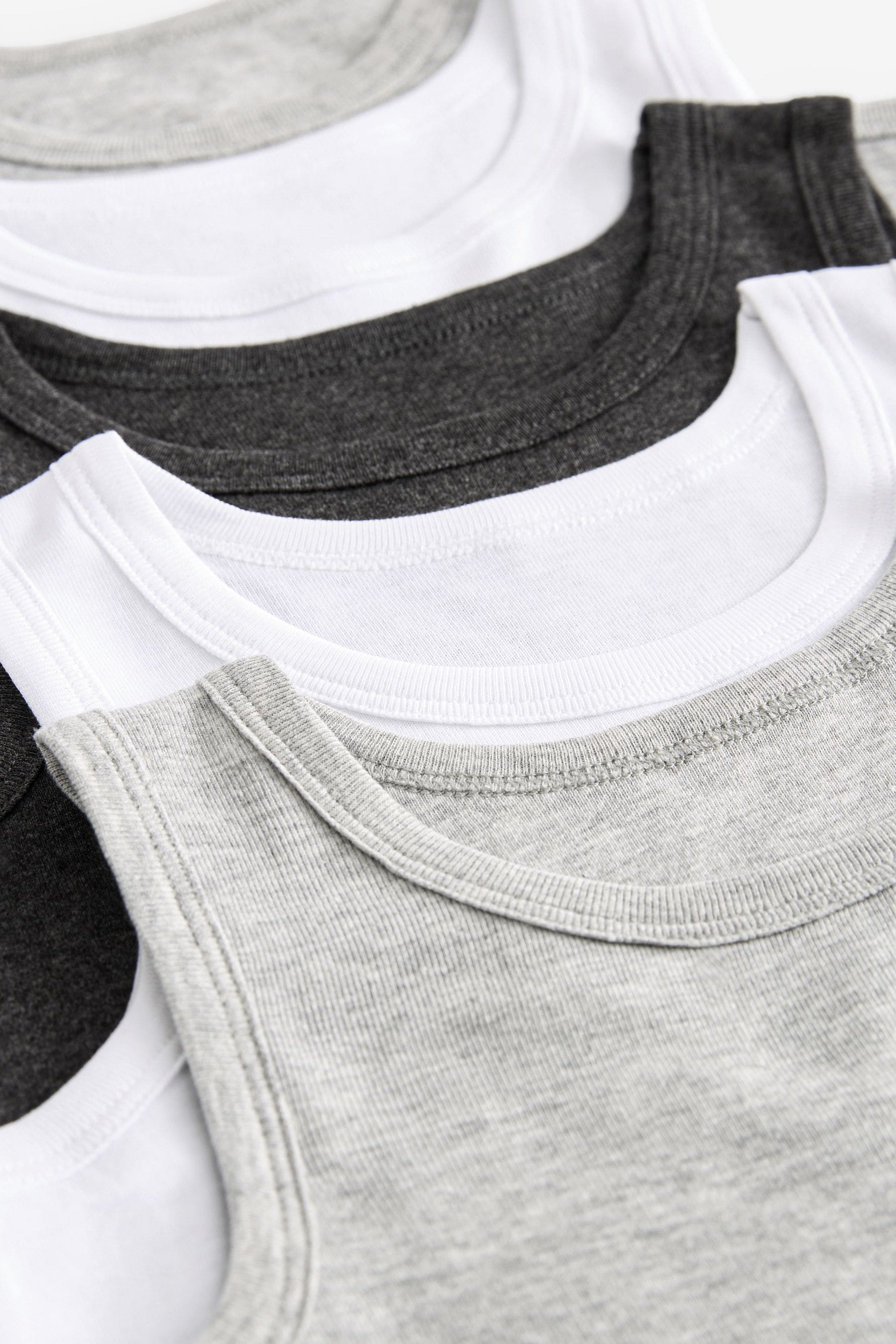 Grey Organic Cotton Vests 5 Pack (1.5-16yrs)