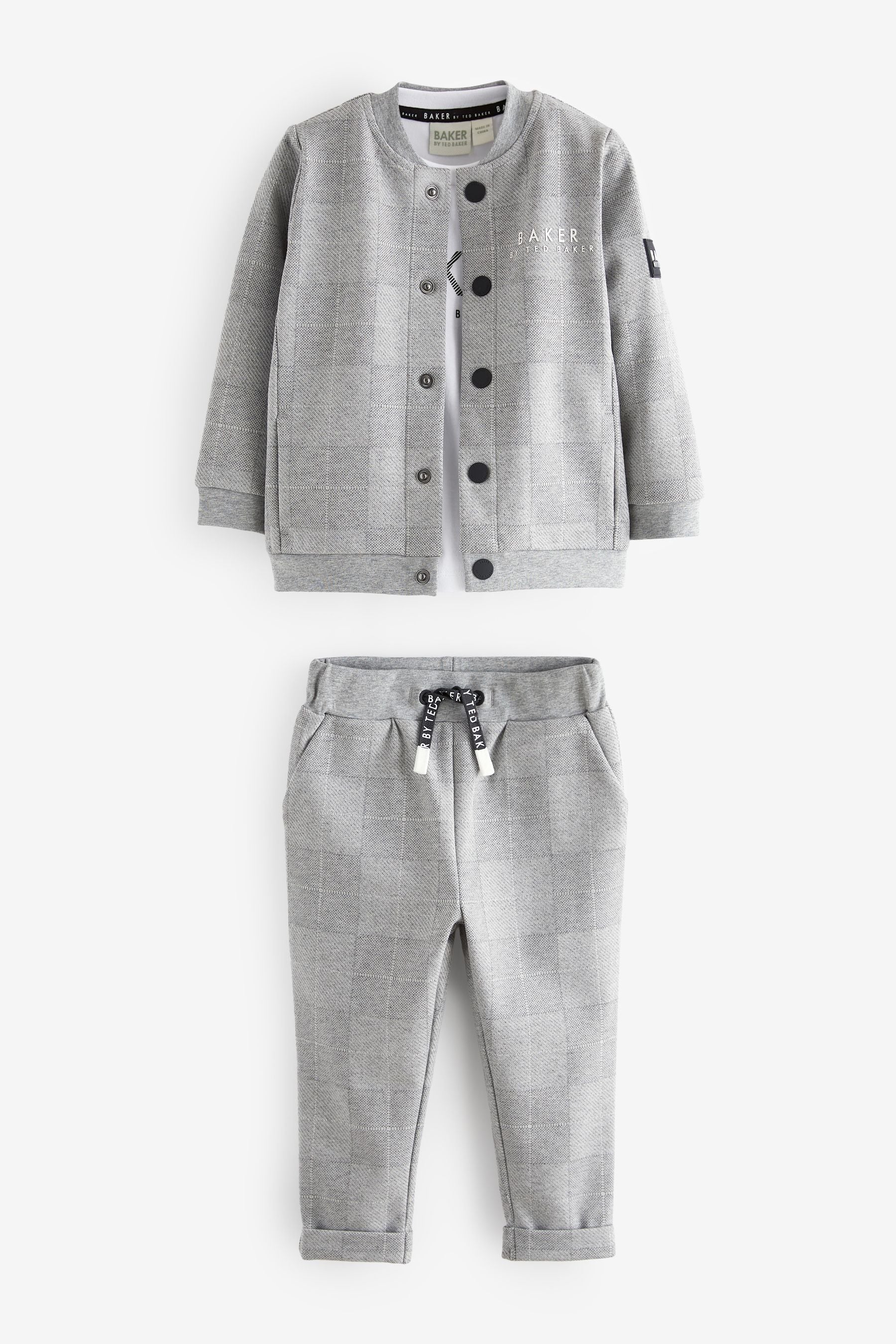 Baker by Ted Baker Grey 100% Cotton Checked 3 Piece Set