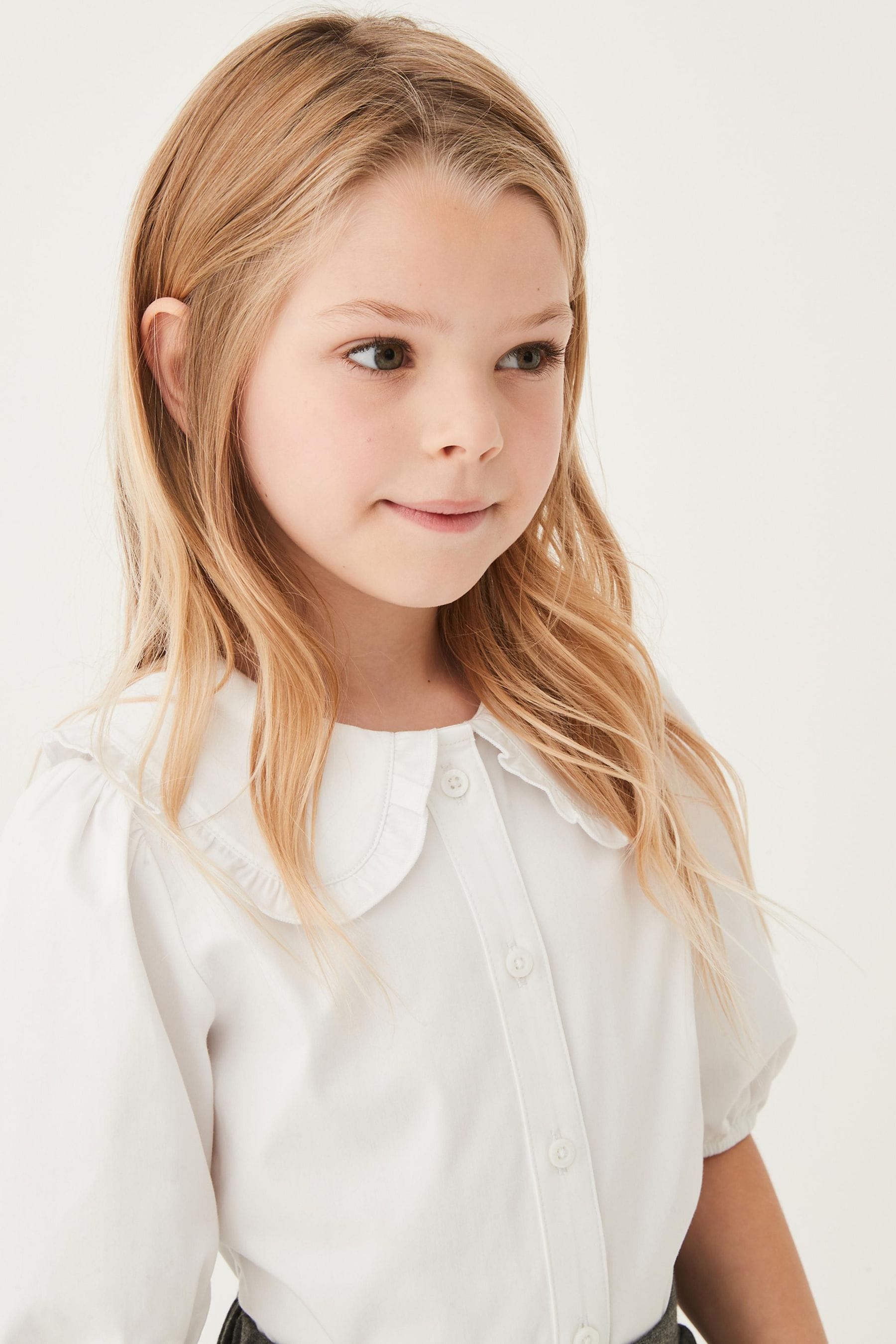 White Premium Cotton Rich Frill Collar School Blouse (3-14yrs)