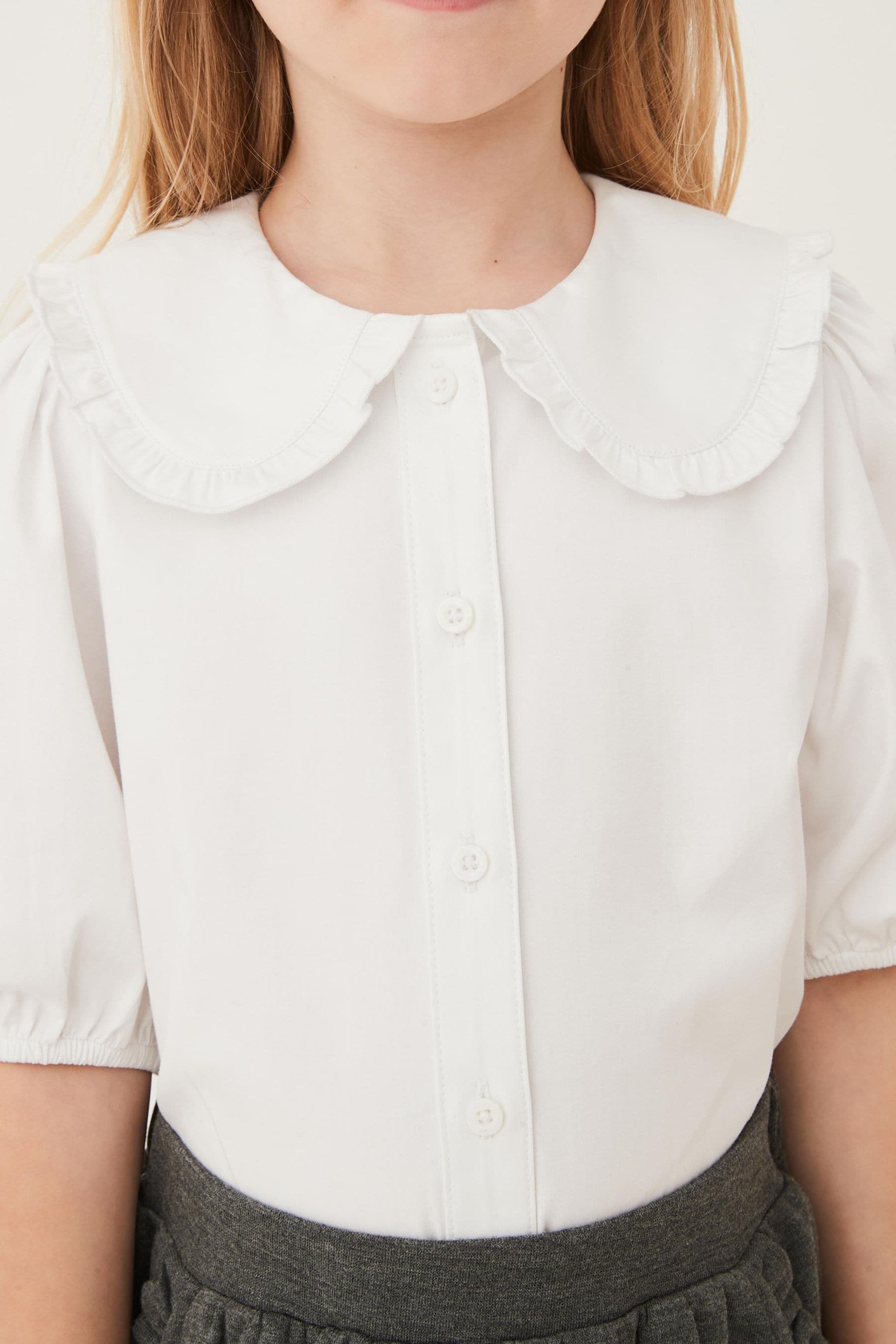 White Premium Cotton Rich Frill Collar School Blouse (3-14yrs)